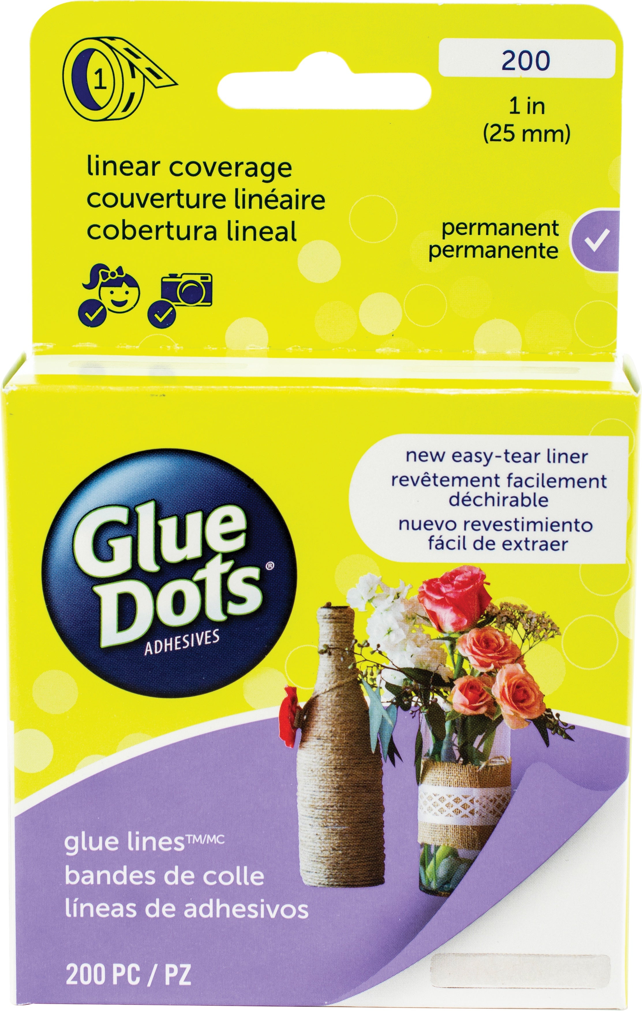 Glue Dots Clear Glue Line Roll 1" 200/Pkg