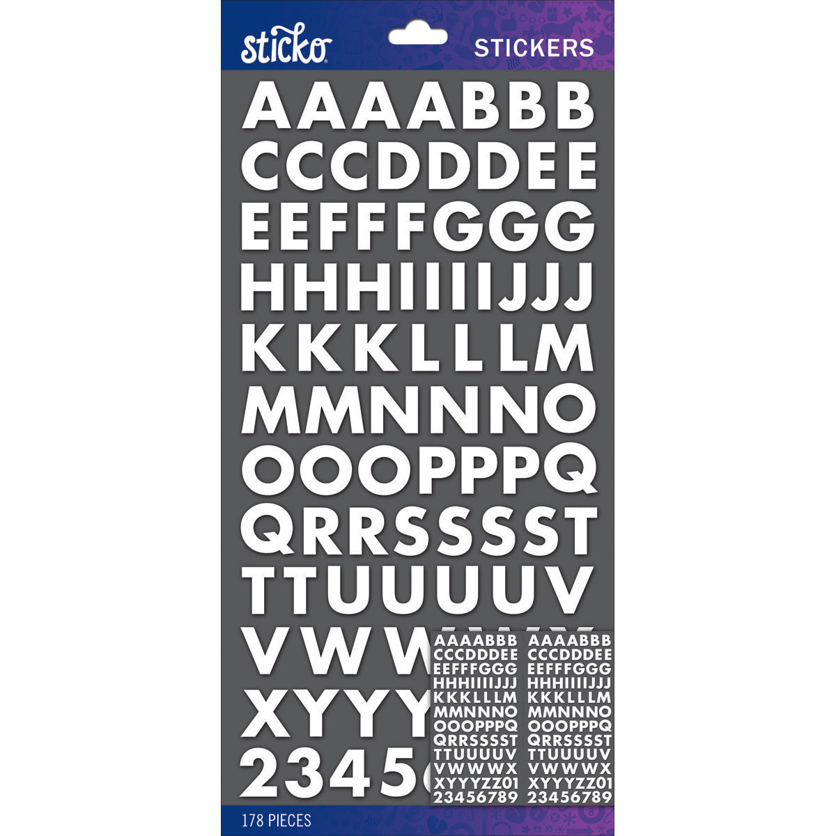 Sticko Alphabet Stickers White Futura Bold Small