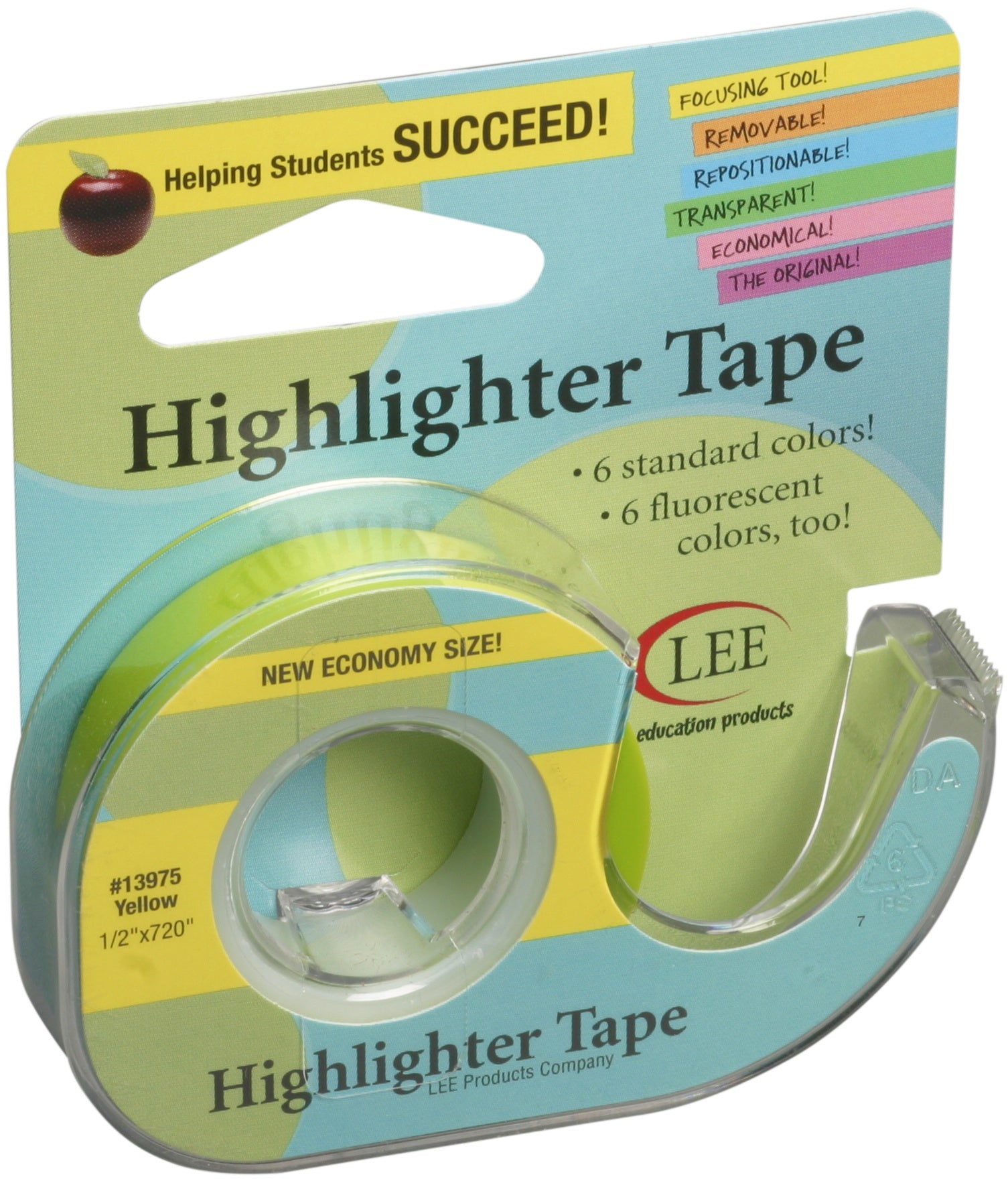 Lee Products Removeable Highlighter Tape Yellow .5 Inch X 720 Inch