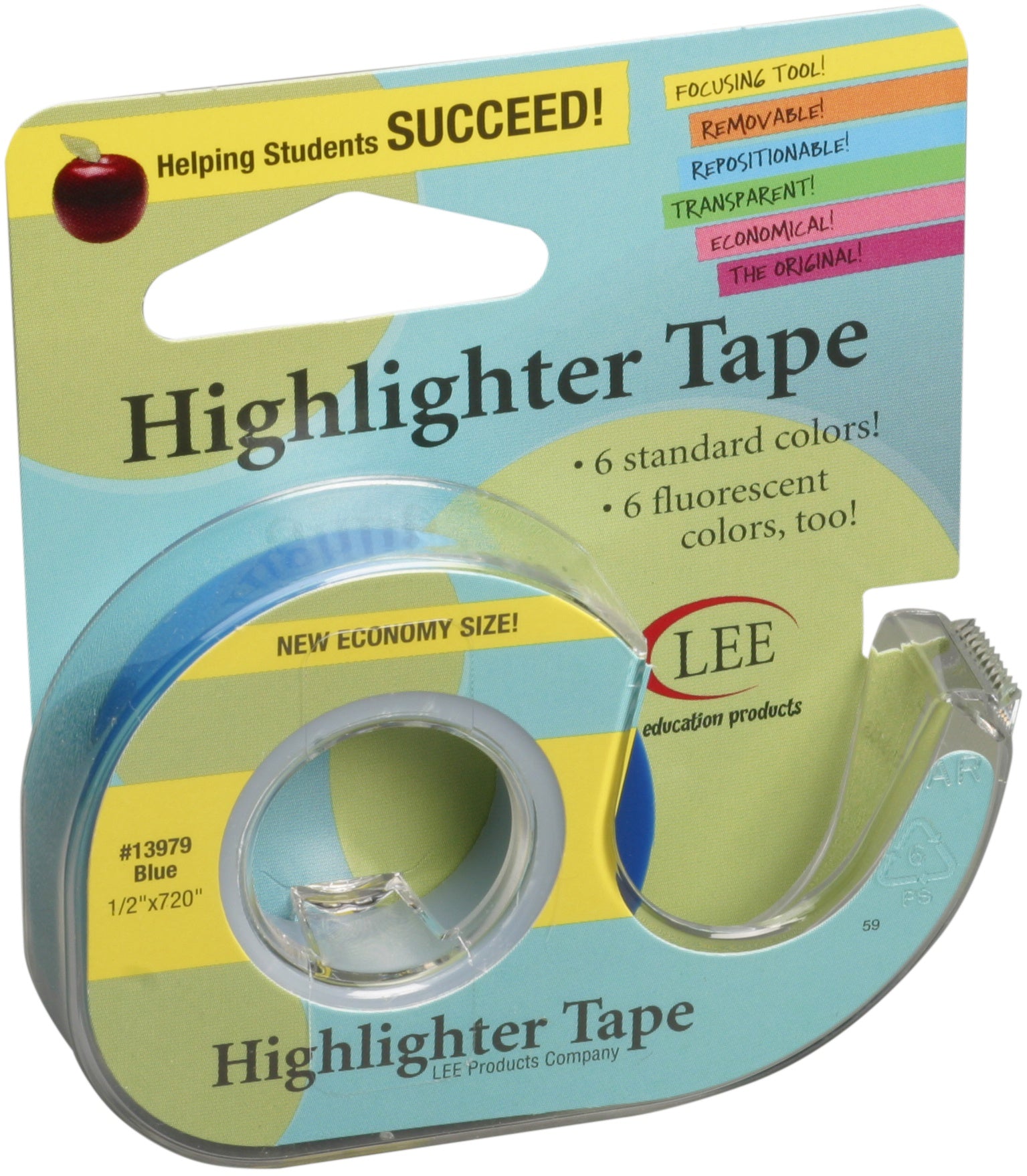Lee Products Removeable Highlighter Tape Blue .5 Inch X 720 Inch