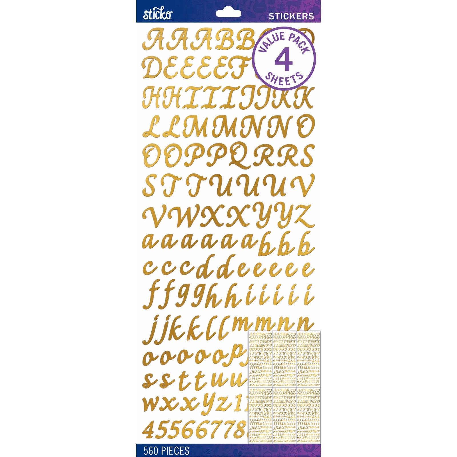 Sticko Alphabet Stickers Gold Foil Script