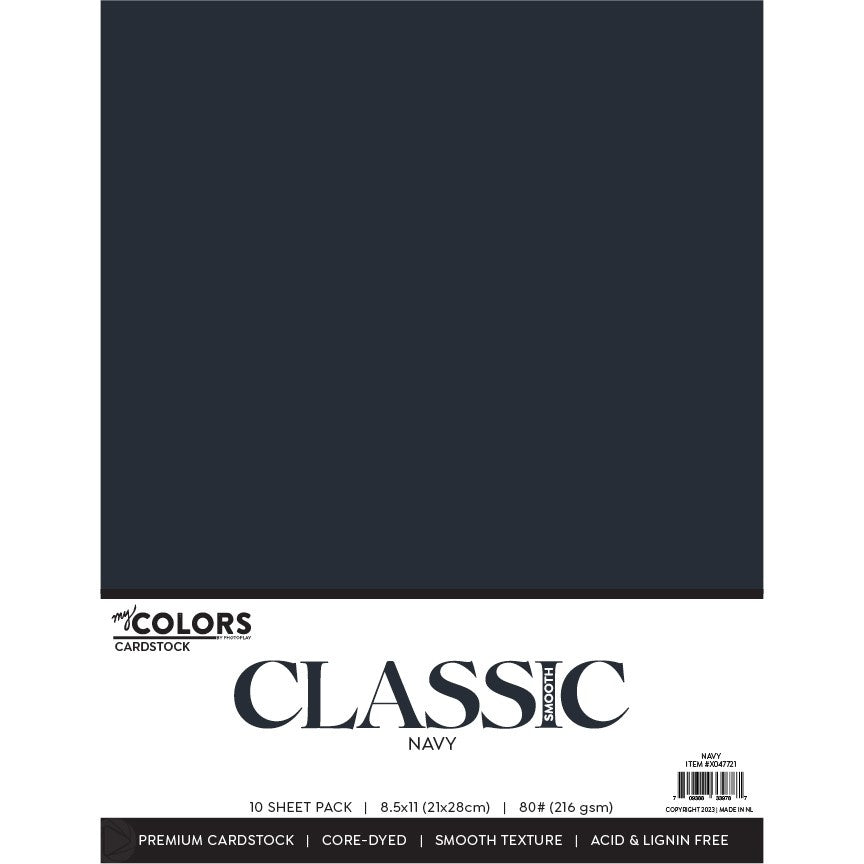 My Colors Classic 80lb Cover Weight Cardstock 8.5"X11" Navy
