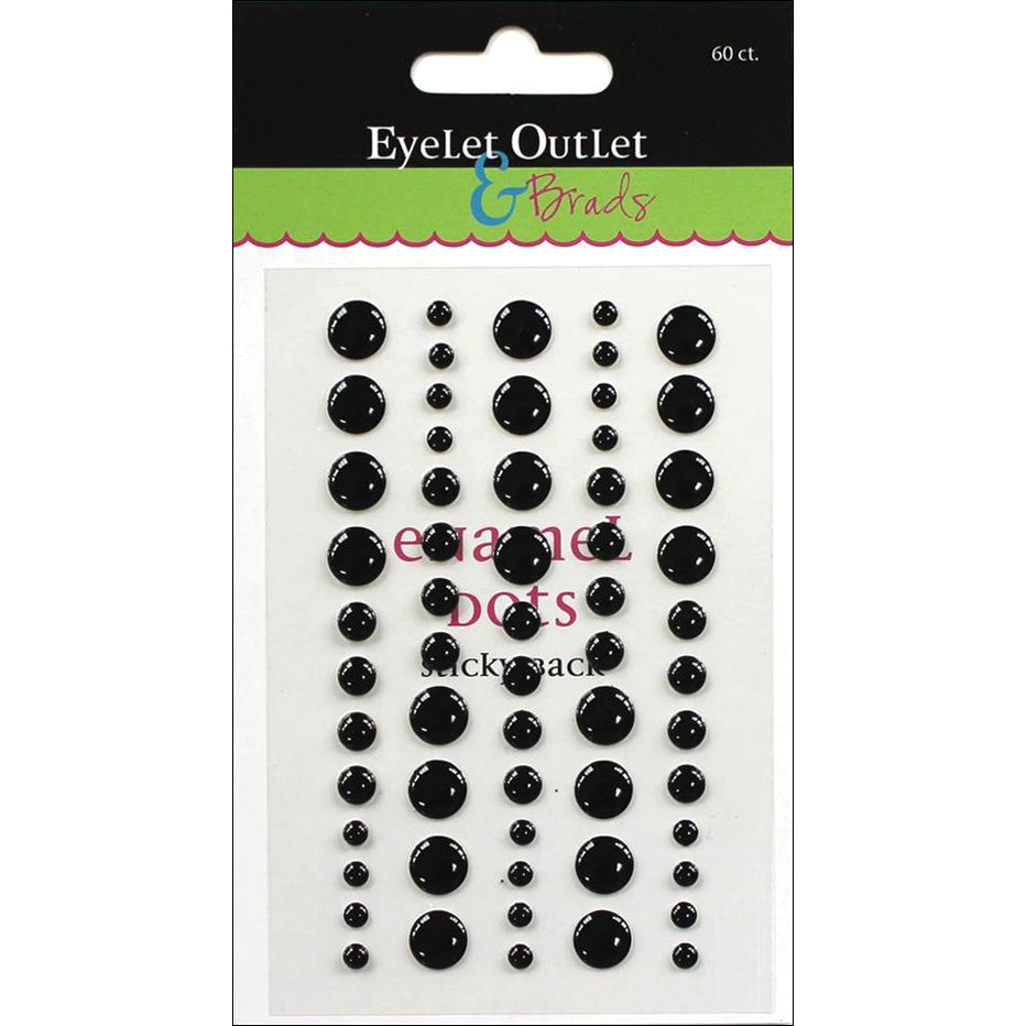 Eyelet Outlet Adhesive-Back Enamel Dot 60/Pkg Black