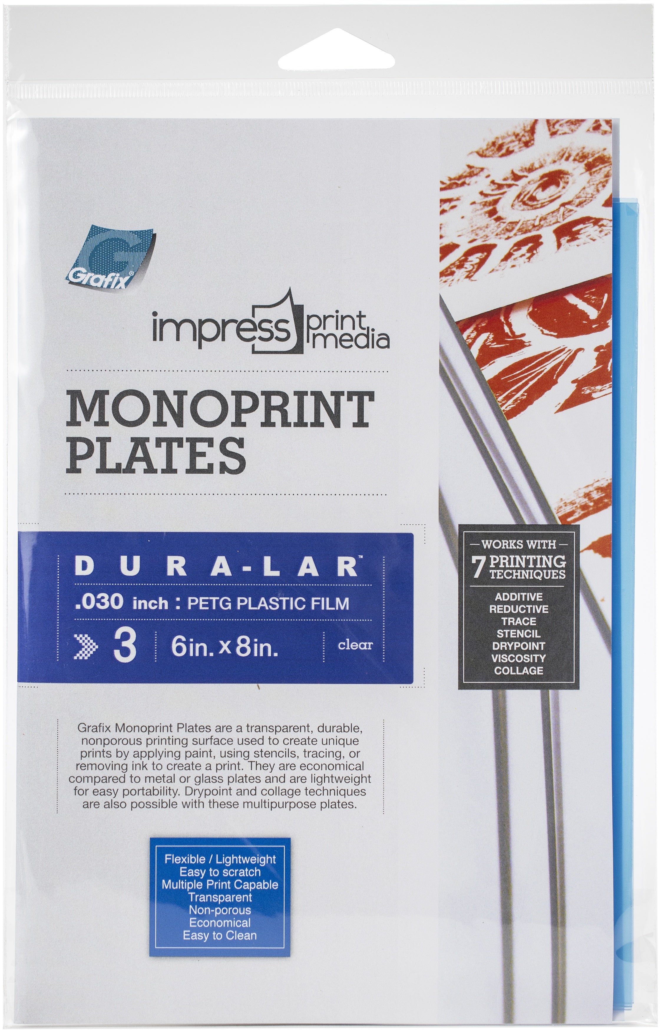 Impress Monoprint Plates 3/Pkg 6"X8"