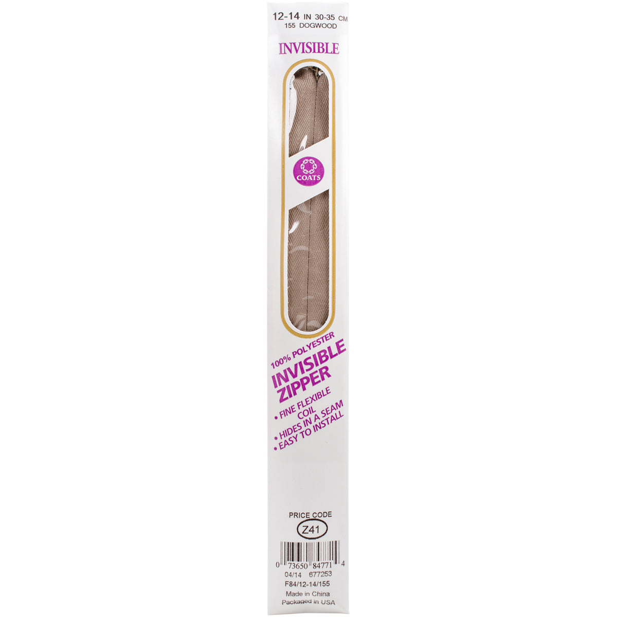 Invisible Zipper 12" To 14" Dogwood