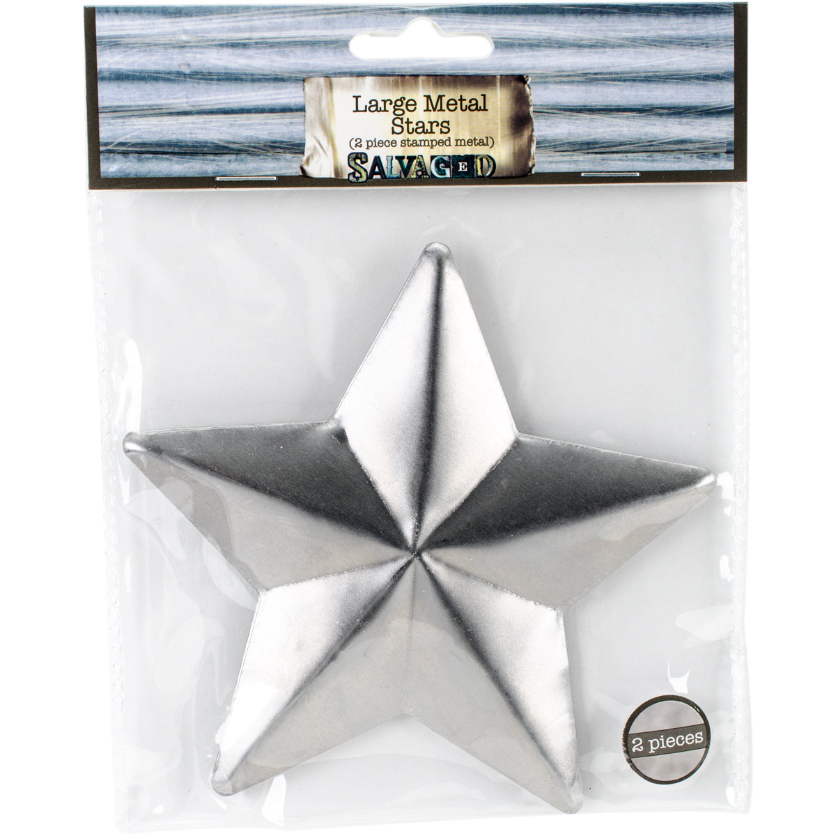 Salvaged Large Metal Stars 2/Pkg  