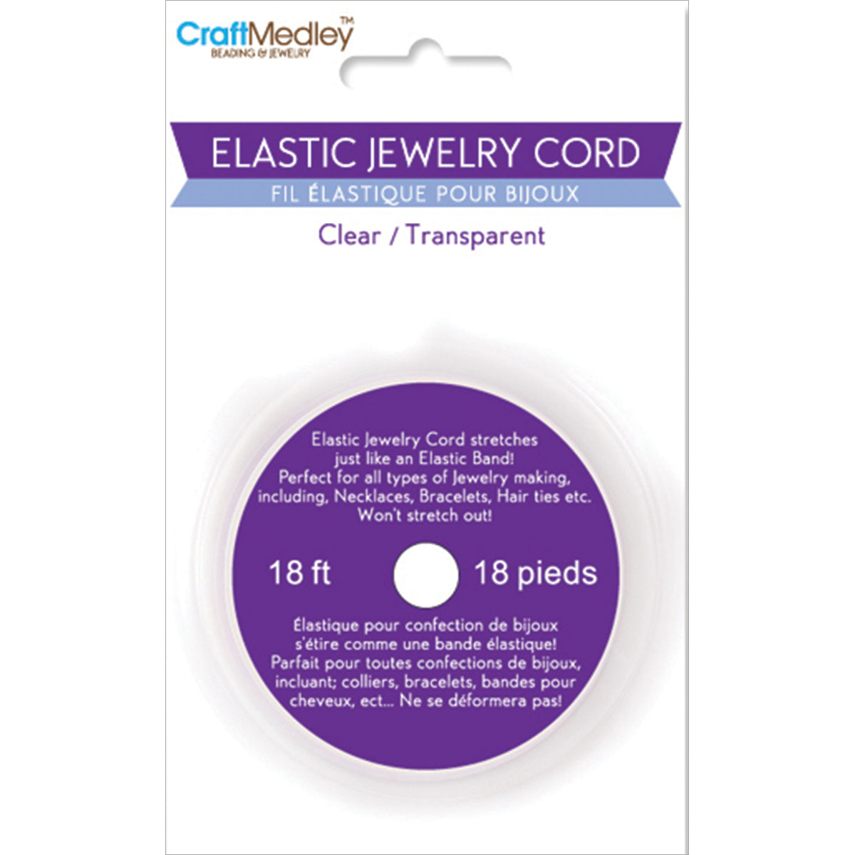 Elastic Jewelry Cord .8mmX18' Clear
