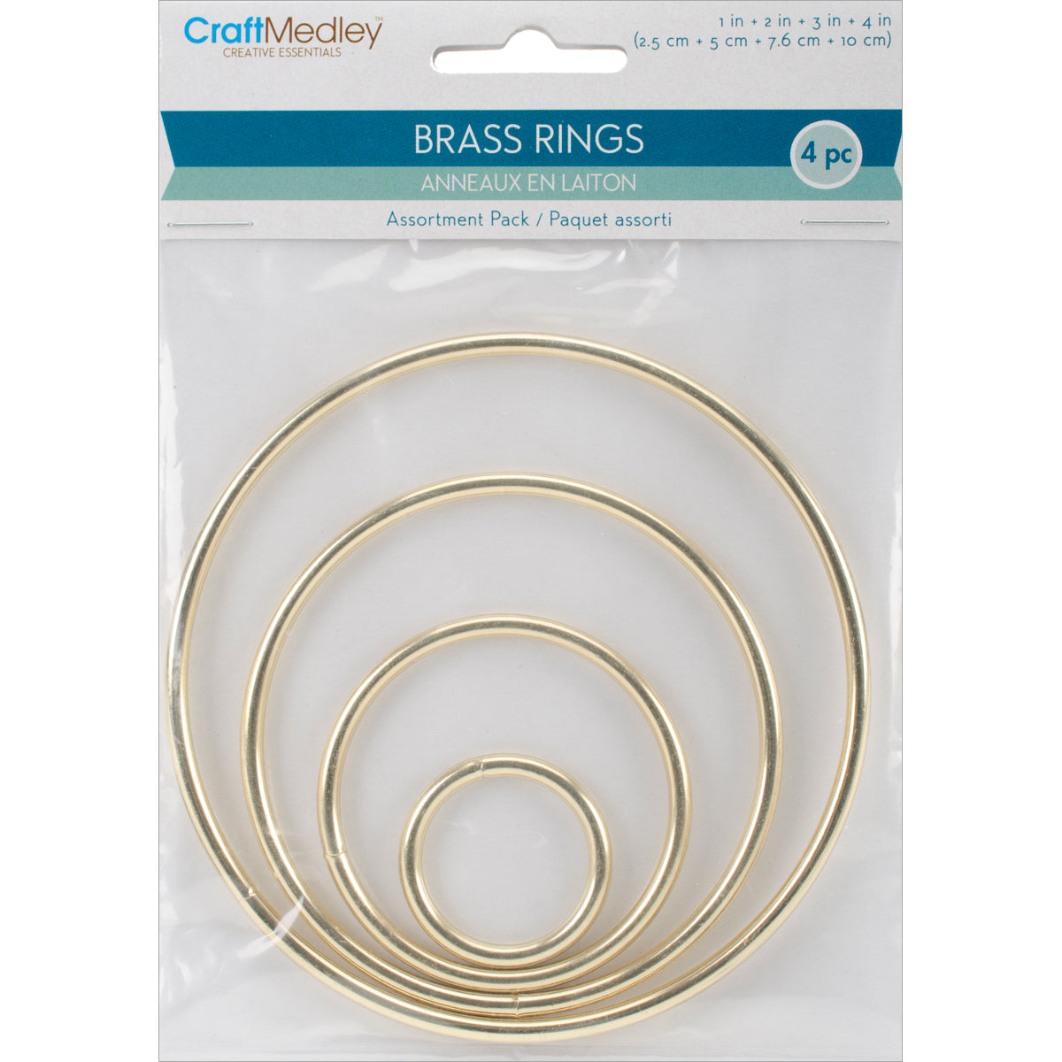 Brass Rings 4/Pkg 1", 2", 3" & 4"