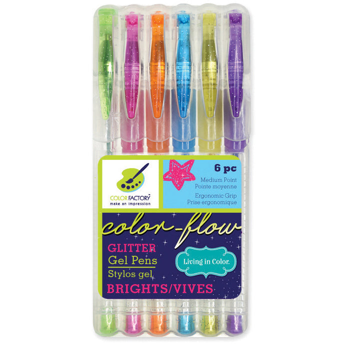 Living In Color Color-Flow Glitter Gel Pen Set 6/Pkg Brights