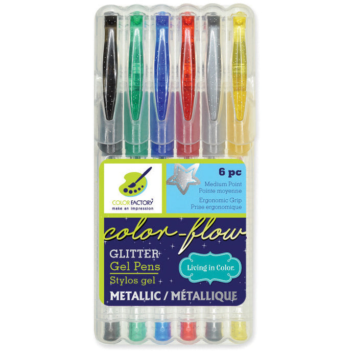 Living In Color Color-Flow Glitter Gel Pen Set 6/Pkg Metallics
