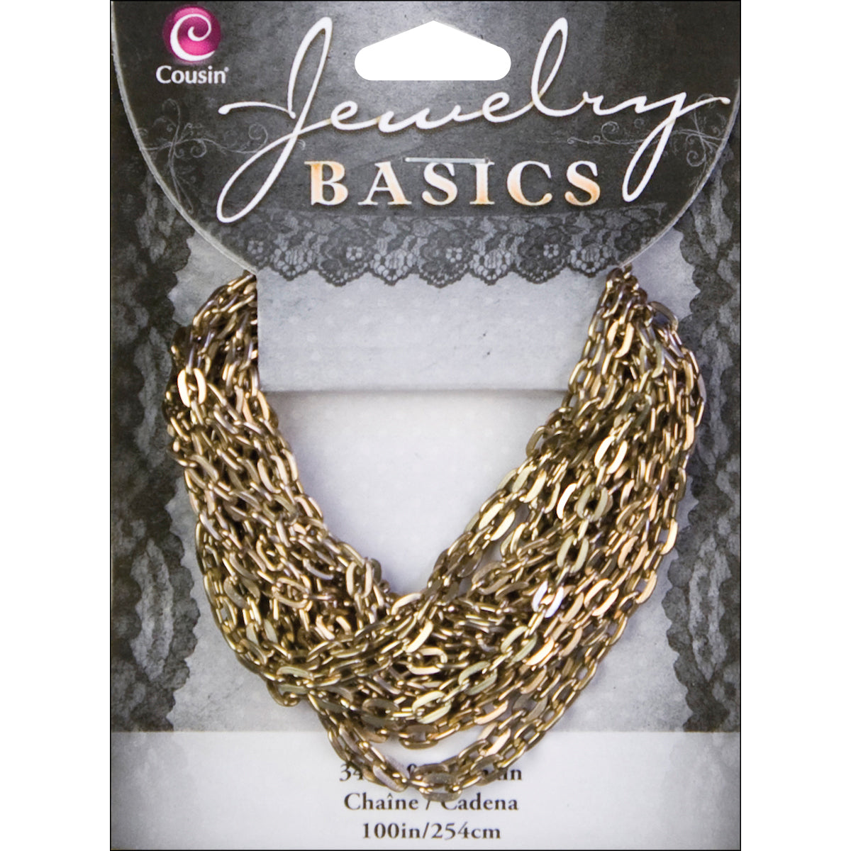 Jewelry Basics Metal Chain 1/Pkg Antique Gold Small Oval 100"