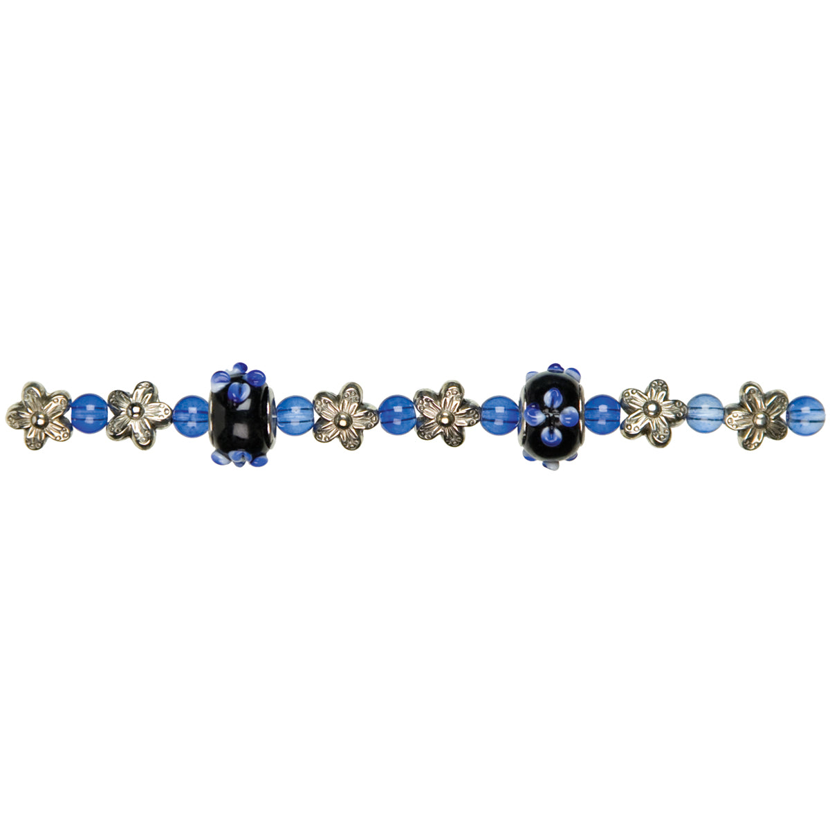 Jewelry Basics Glass Bead Strands Blue Fancy Round Mix 8"