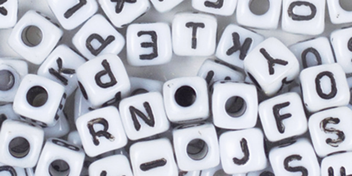 Fun Pack Acrylic Alphabet Beads Square White 85/Pkg