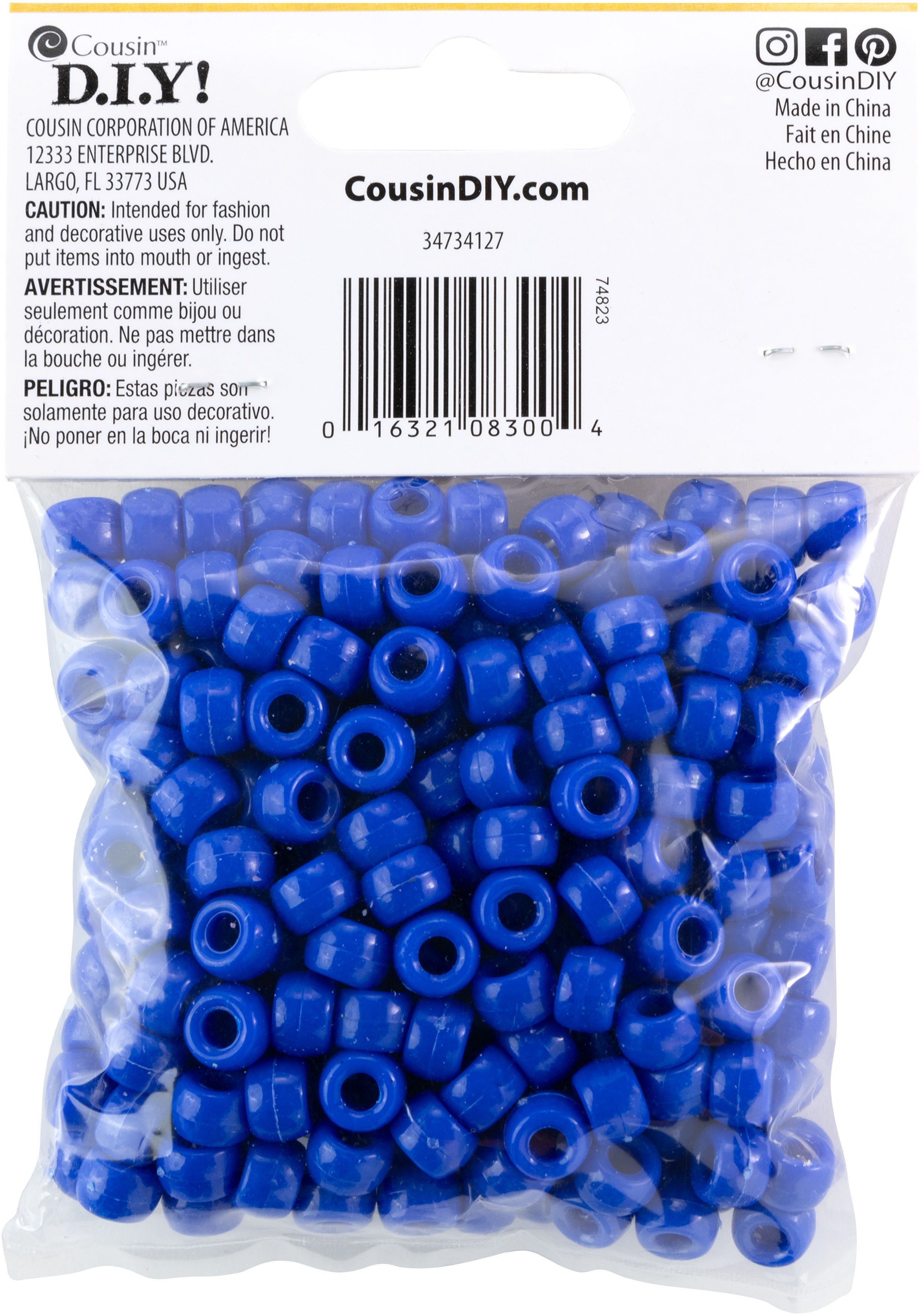 Fun Pack Acrylic Pony Beads 250/Pkg Blue