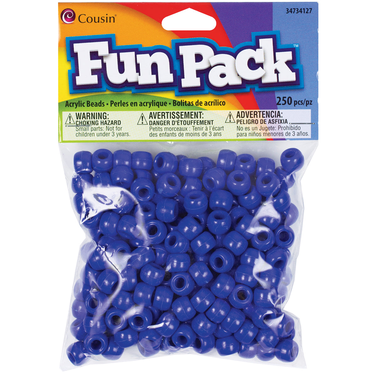 Fun Pack Acrylic Pony Beads 250/Pkg Blue