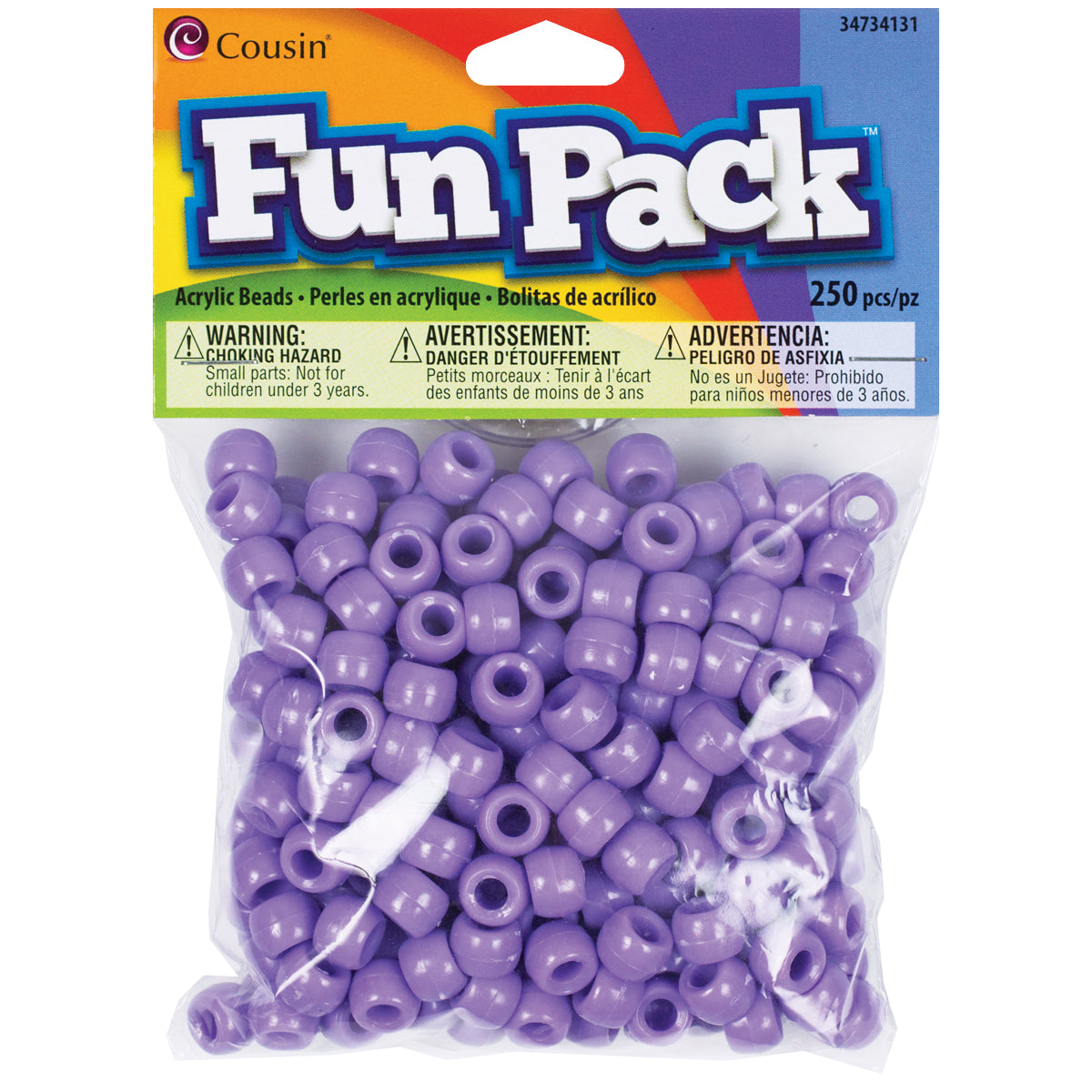 Fun Pack Acrylic Pony Beads 250/Pkg Purple