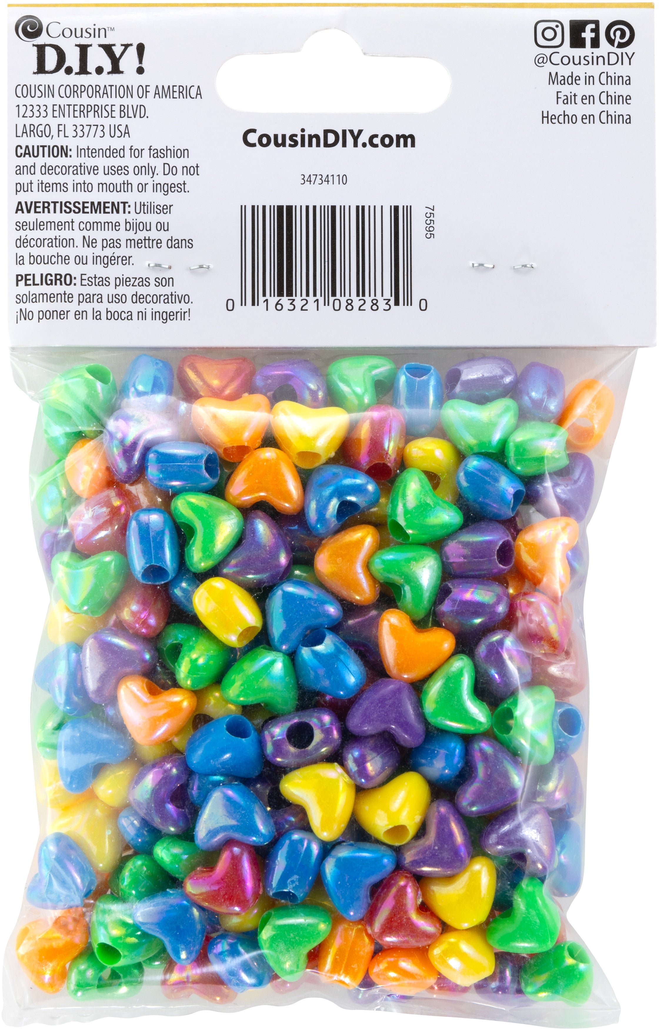 Fun Pack Acrylic Heart Beads 210/Pkg Assorted Colors