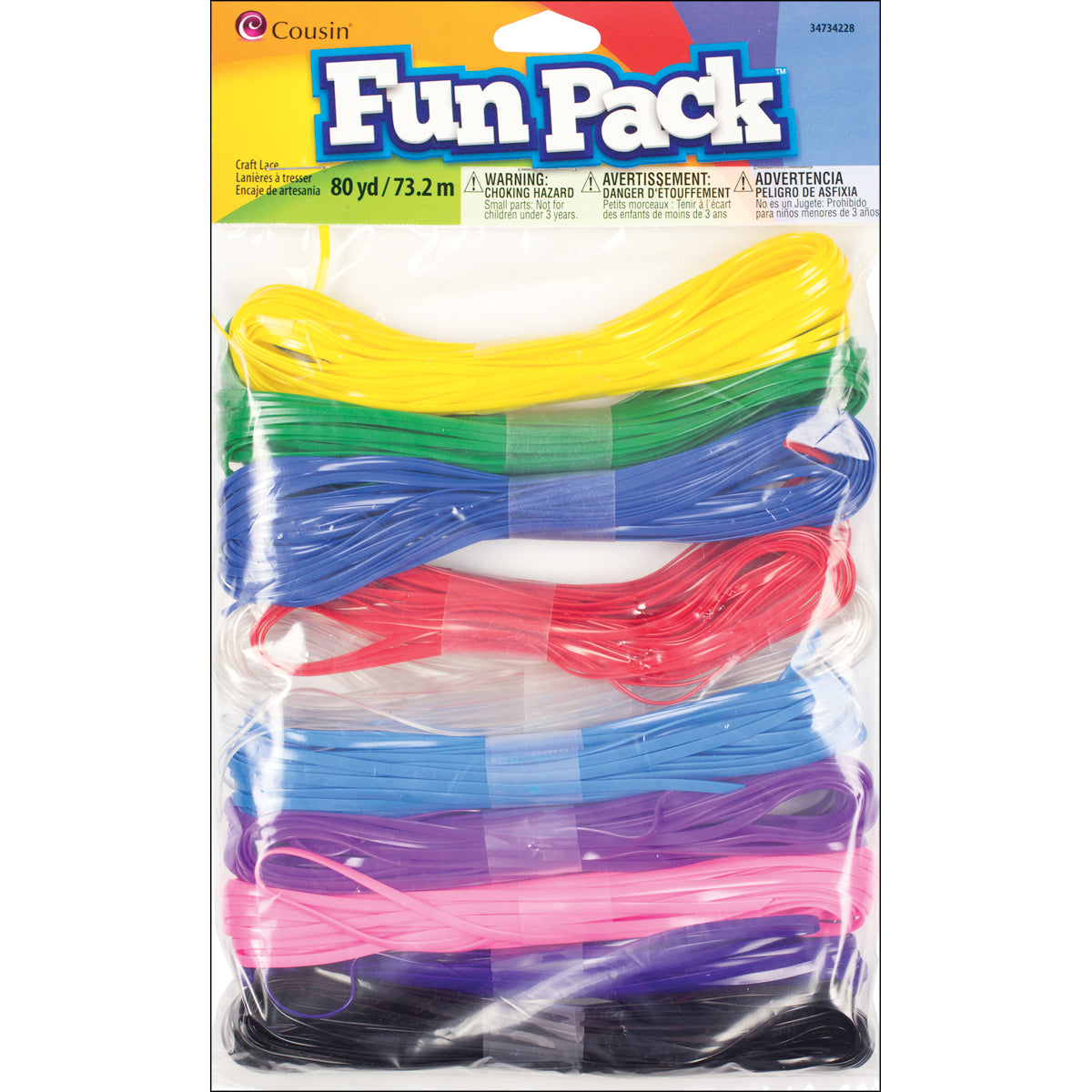 Fun Pack Plastic Craft Lace 80yd Assorted Colors