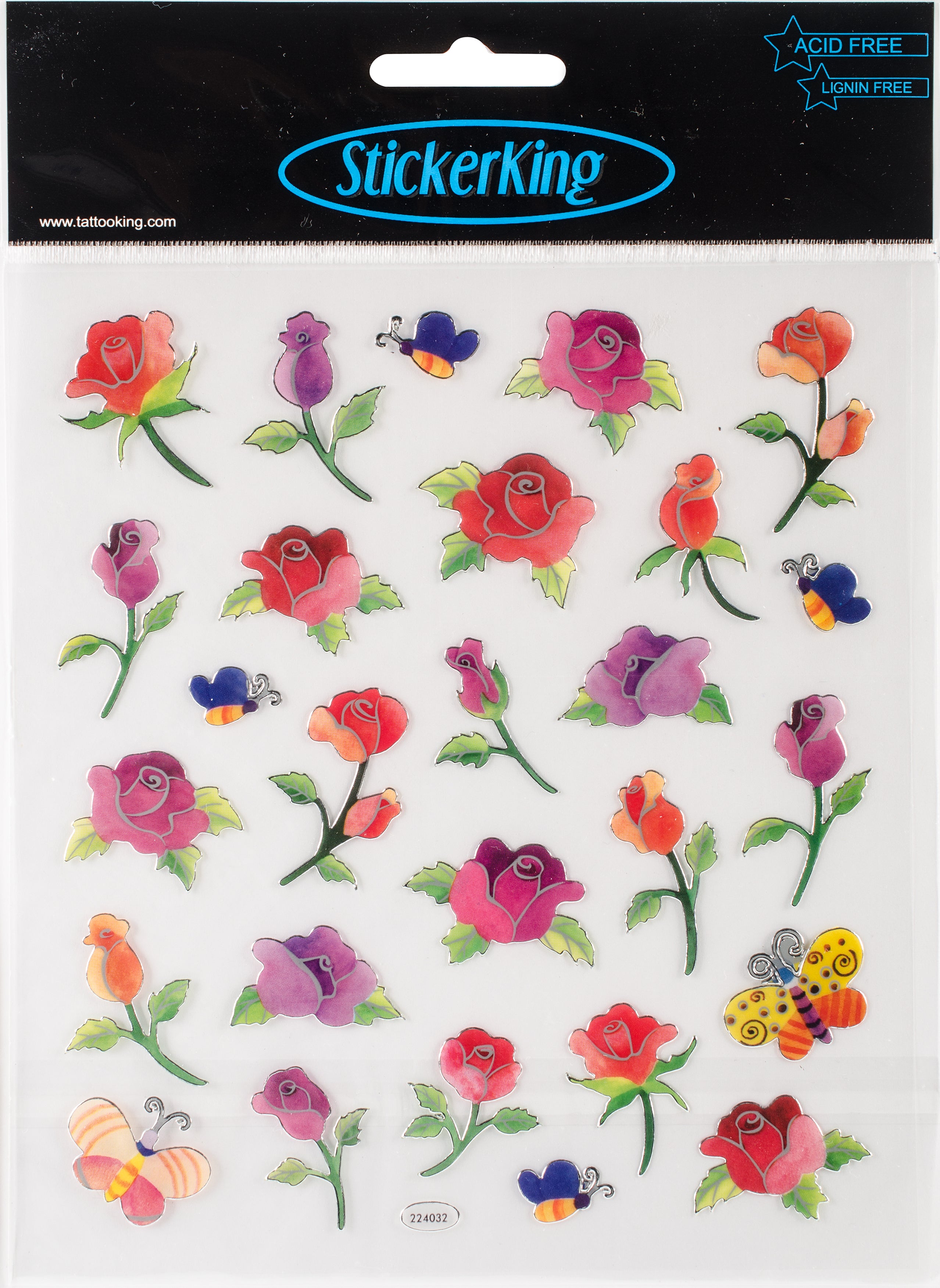Multicolored Stickers Long Stemmed Roses