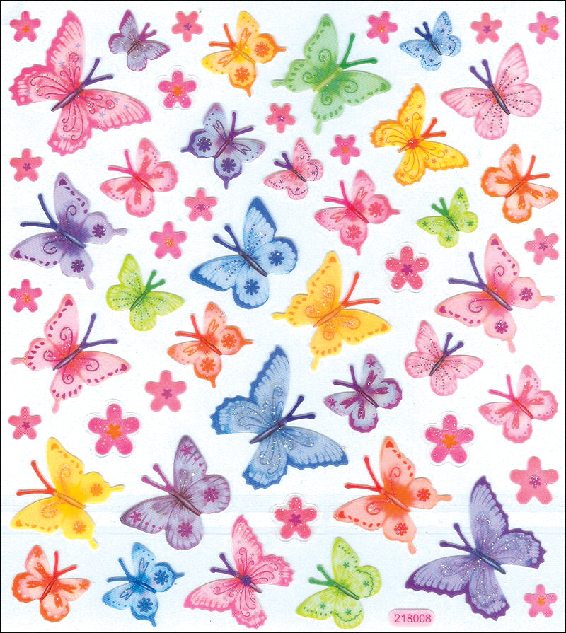 Multicolored Stickers Bright Wings Glitter
