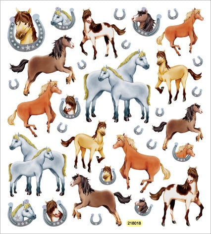 Multicolored Stickers Horses Glitter