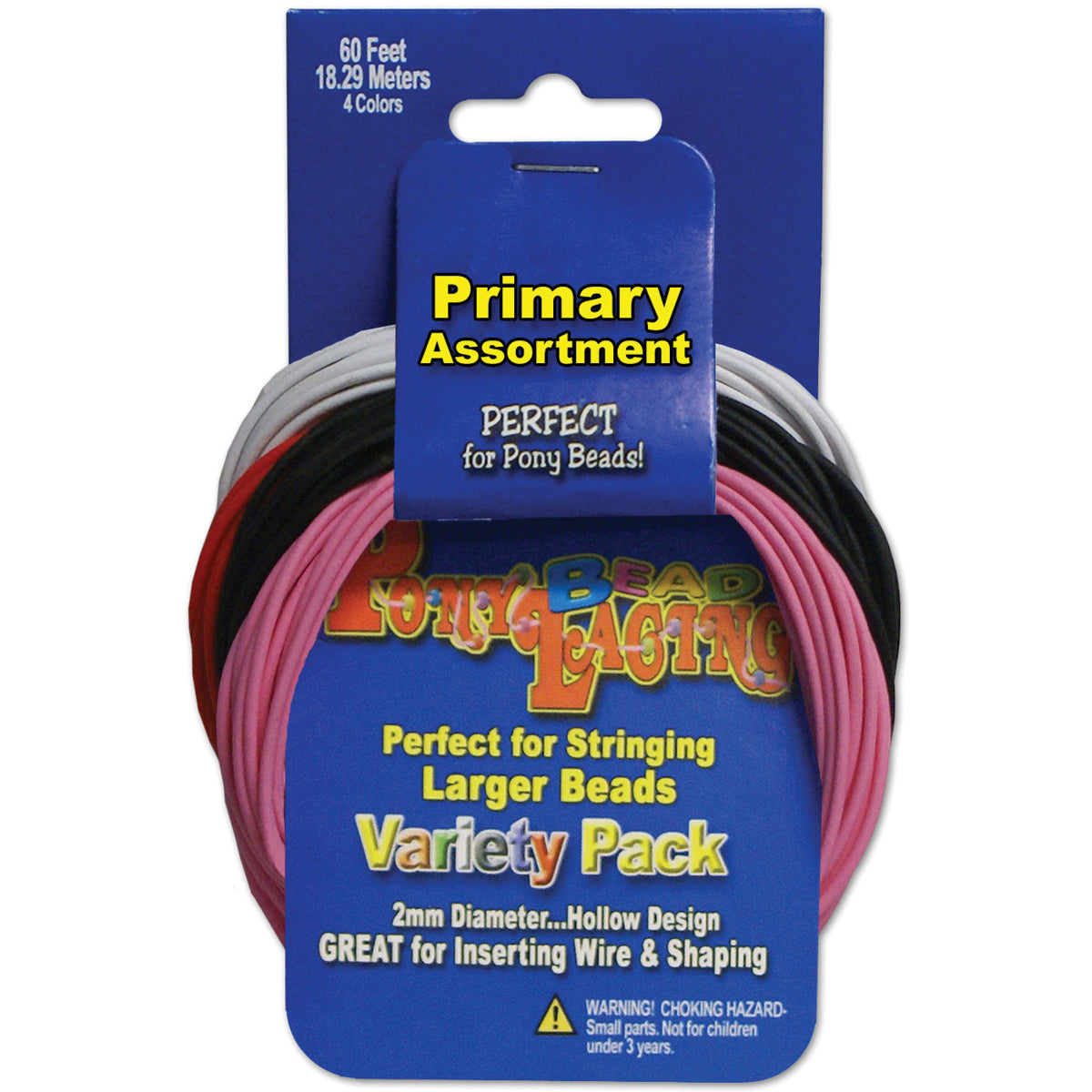 Pony Bead Lacing Variety Pack 60' Primary Colors