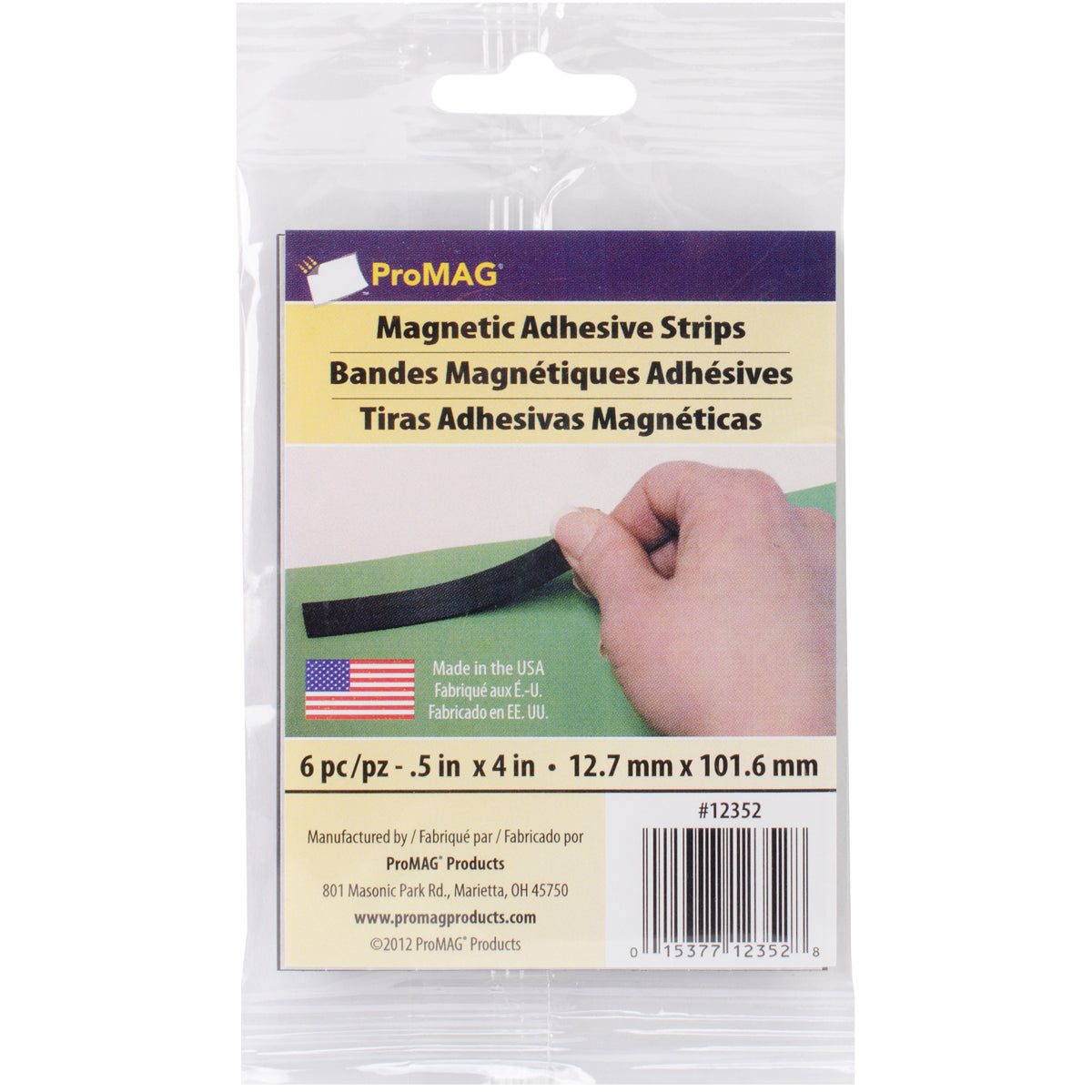 ProMag Magnet Strips W/Adhesive .5"X4" 6/Pkg