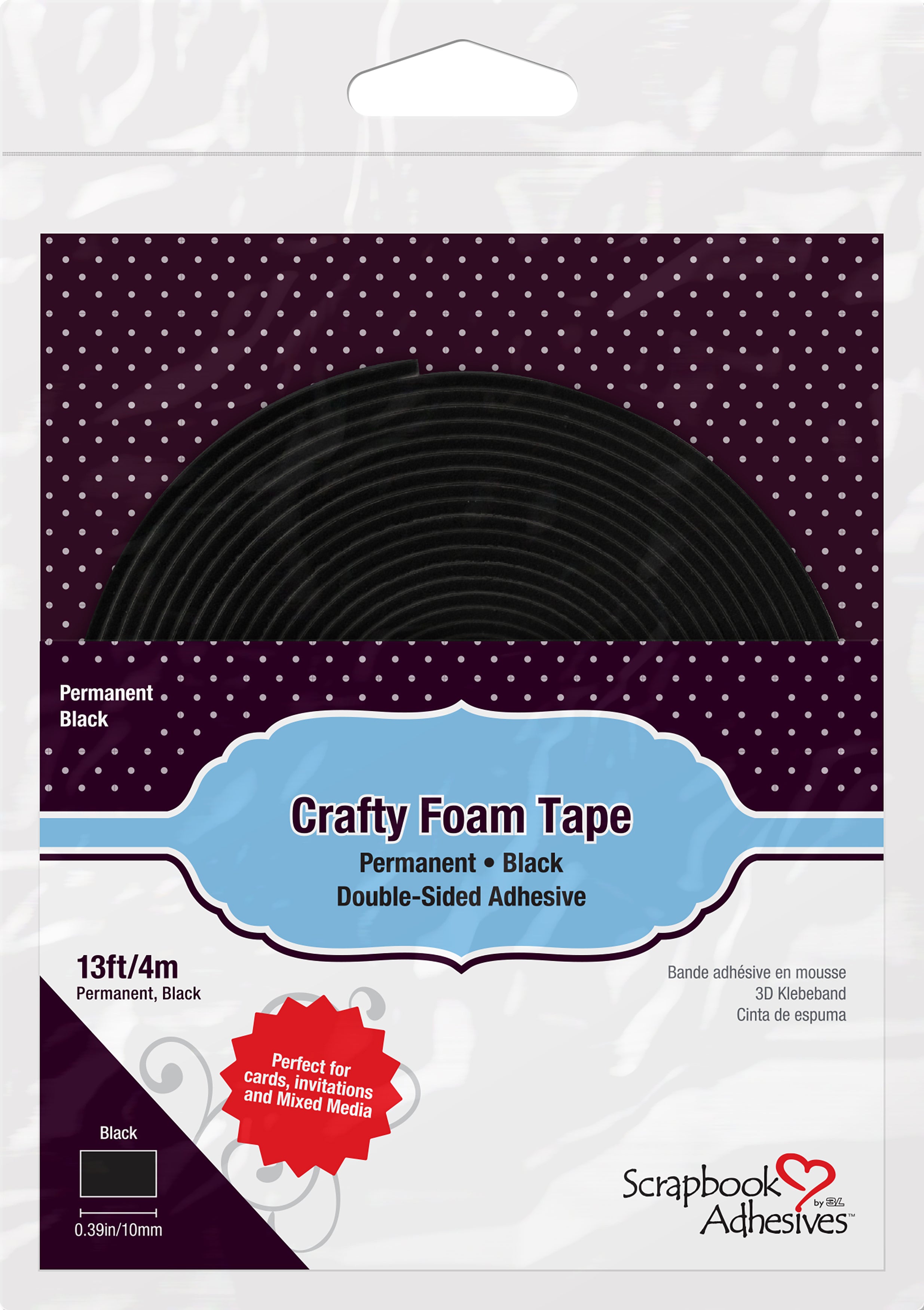 Scrapbook Adhesives Crafty Foam Tape Roll Black, .375"X13'