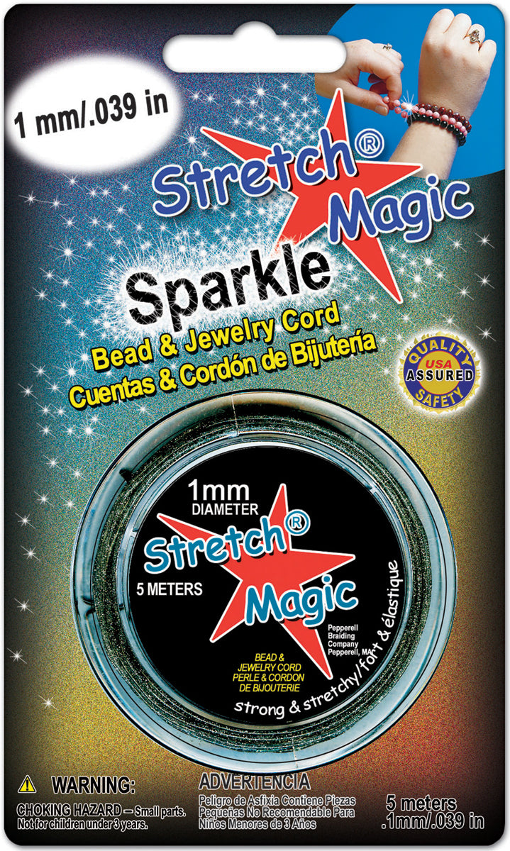 Stretch Magic Bead & Jewelry Cord 1mmX5m Glitter Silver