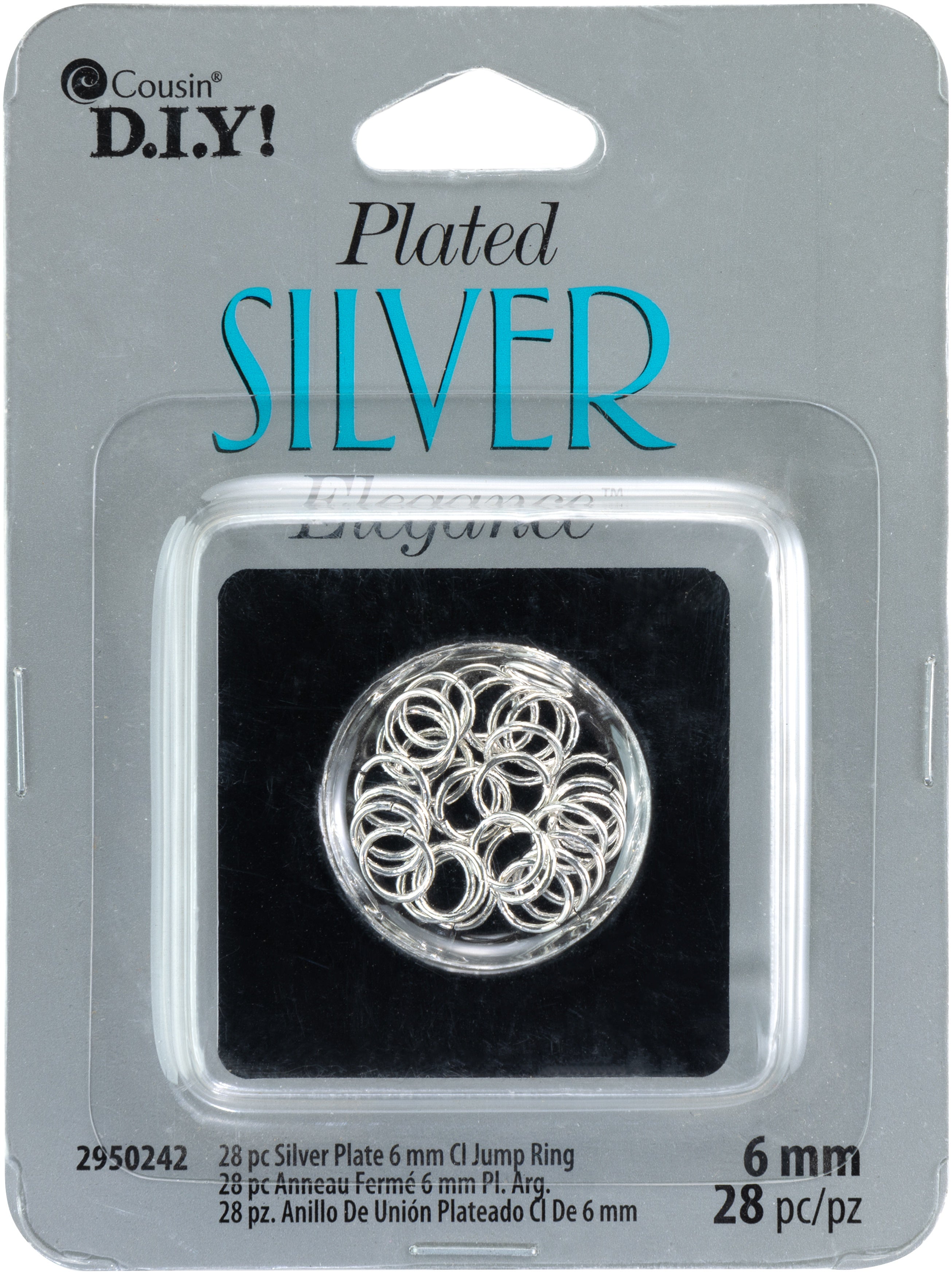 Plated Silver Elegance Metal Findings Closed Jump Rings 6mm 28/Pkg