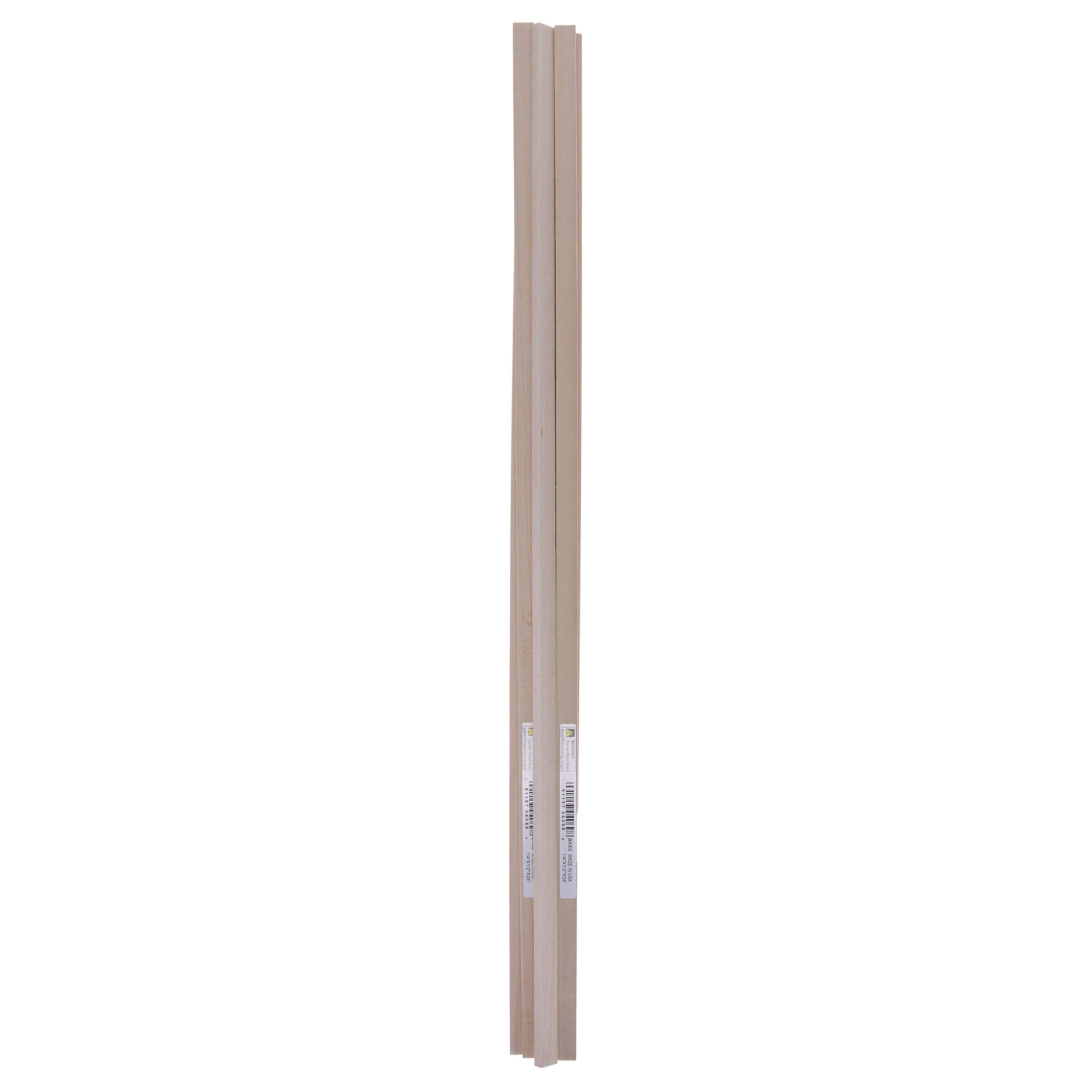 1/4" x 1/2" x 24" Basswood Strips (6)