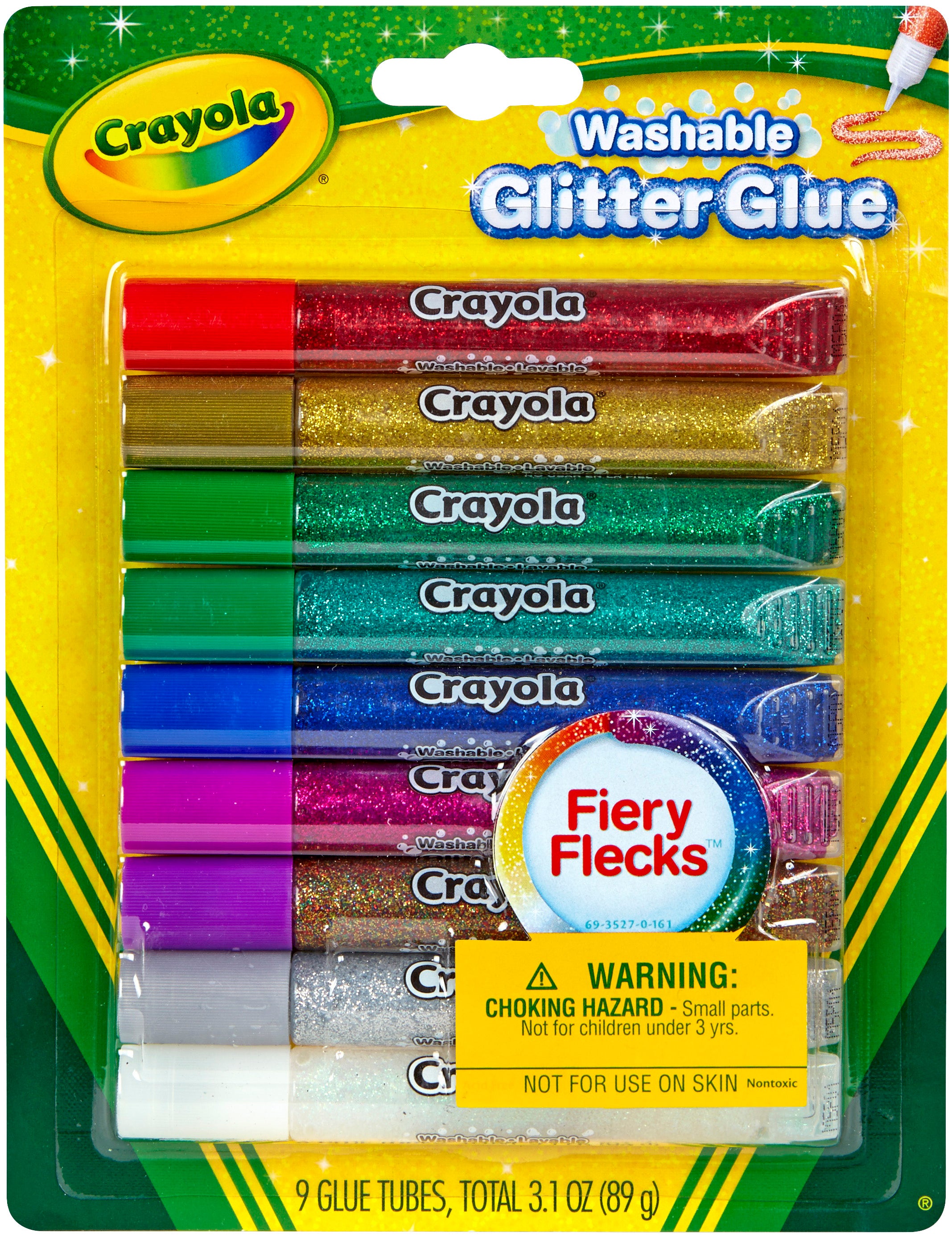 Crayola Washable Glitter Glue Pens .35oz Bold 9/Pkg