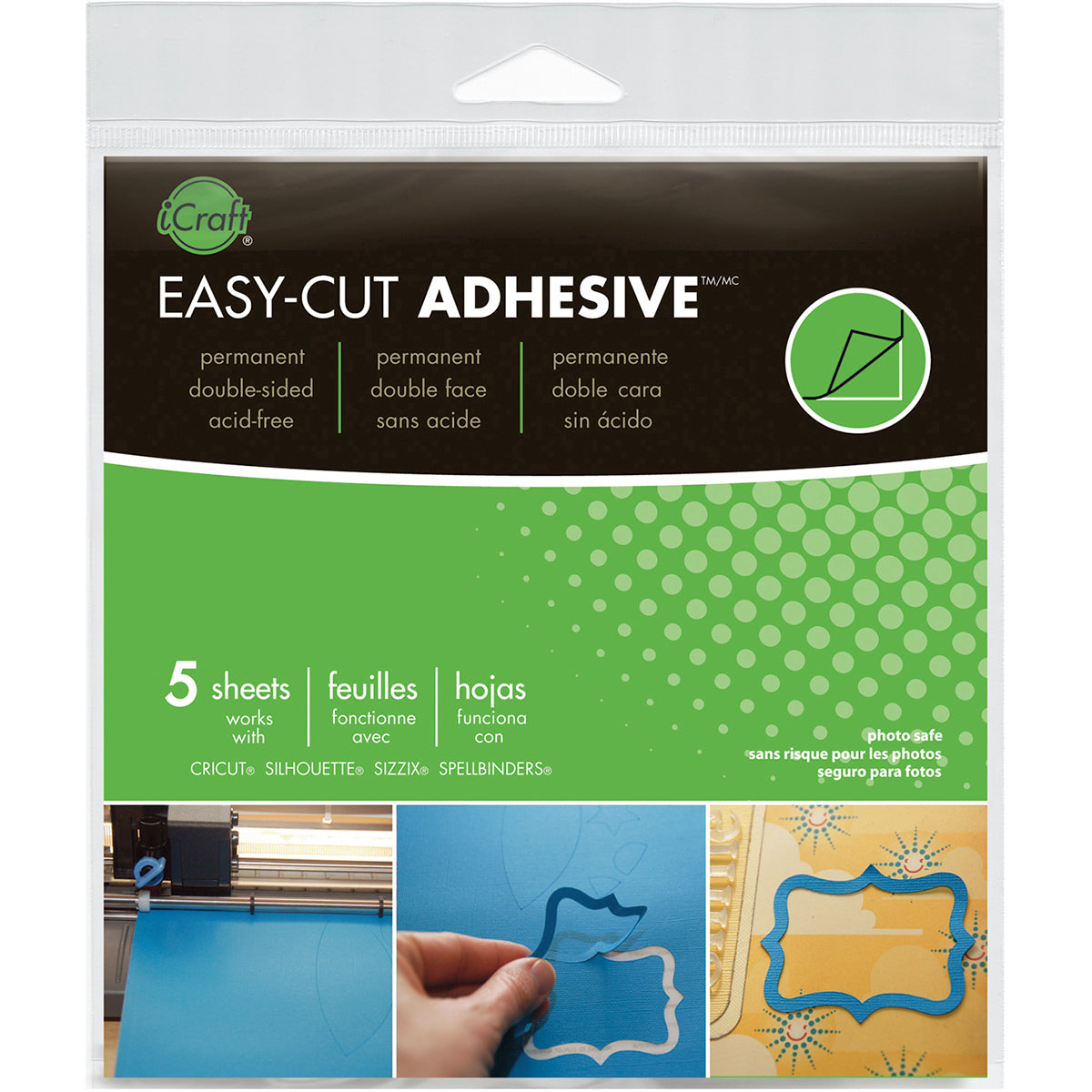 iCraft Easy-Cut Adhesive Sheets 5.75"X5.75" 5/Pkg