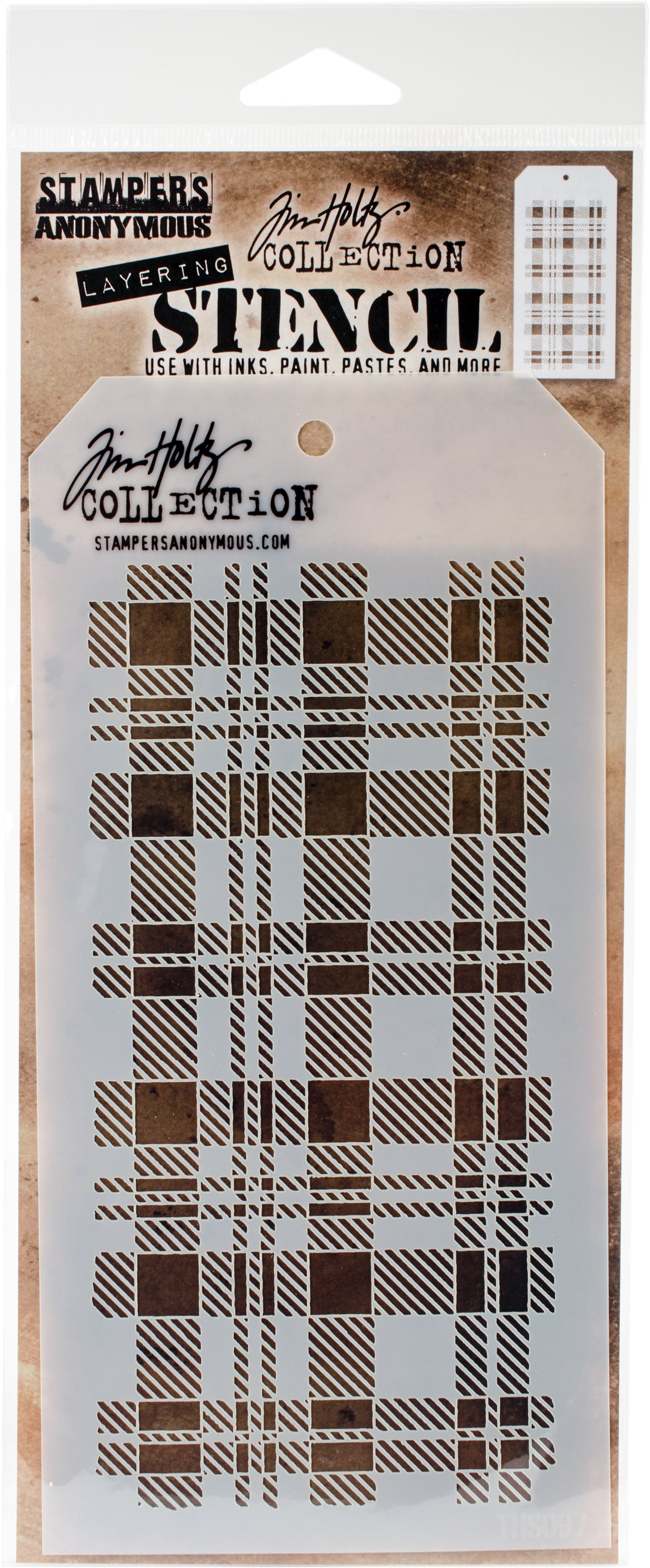 Tim Holtz Layered Stencil 4.125"X8.5" Plaid