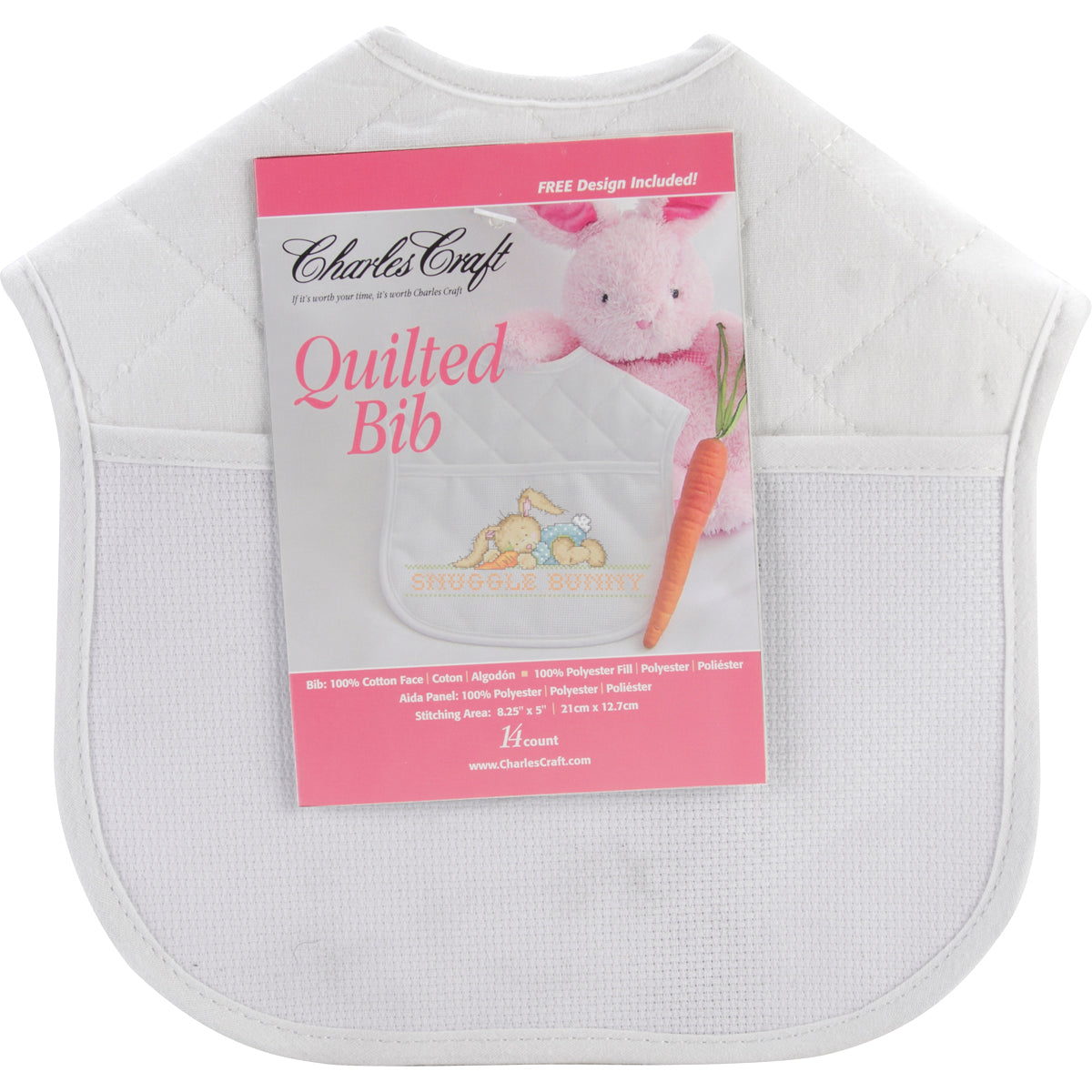 Quilted Baby Bib 14 Count 9"X9" Solid White