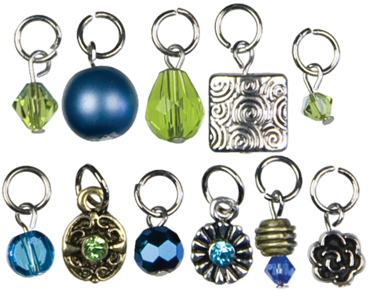 Jewelry Basics Metal Charms Aqua Glass & Metal Bead Cluster 11/Pkg