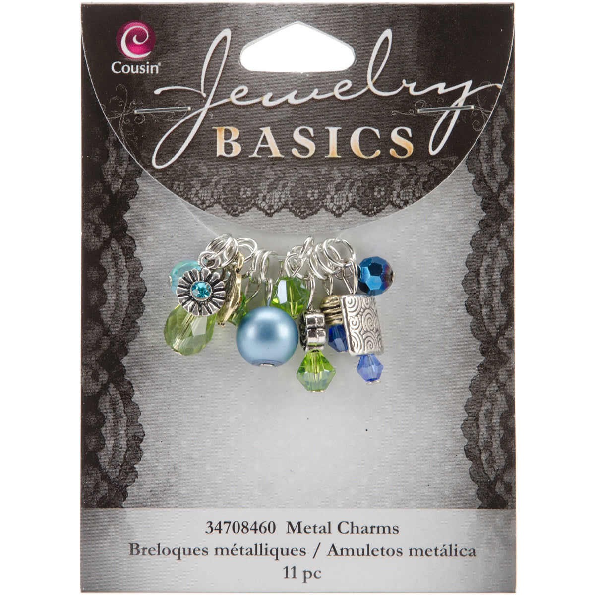Jewelry Basics Metal Charms Aqua Glass & Metal Bead Cluster 11/Pkg