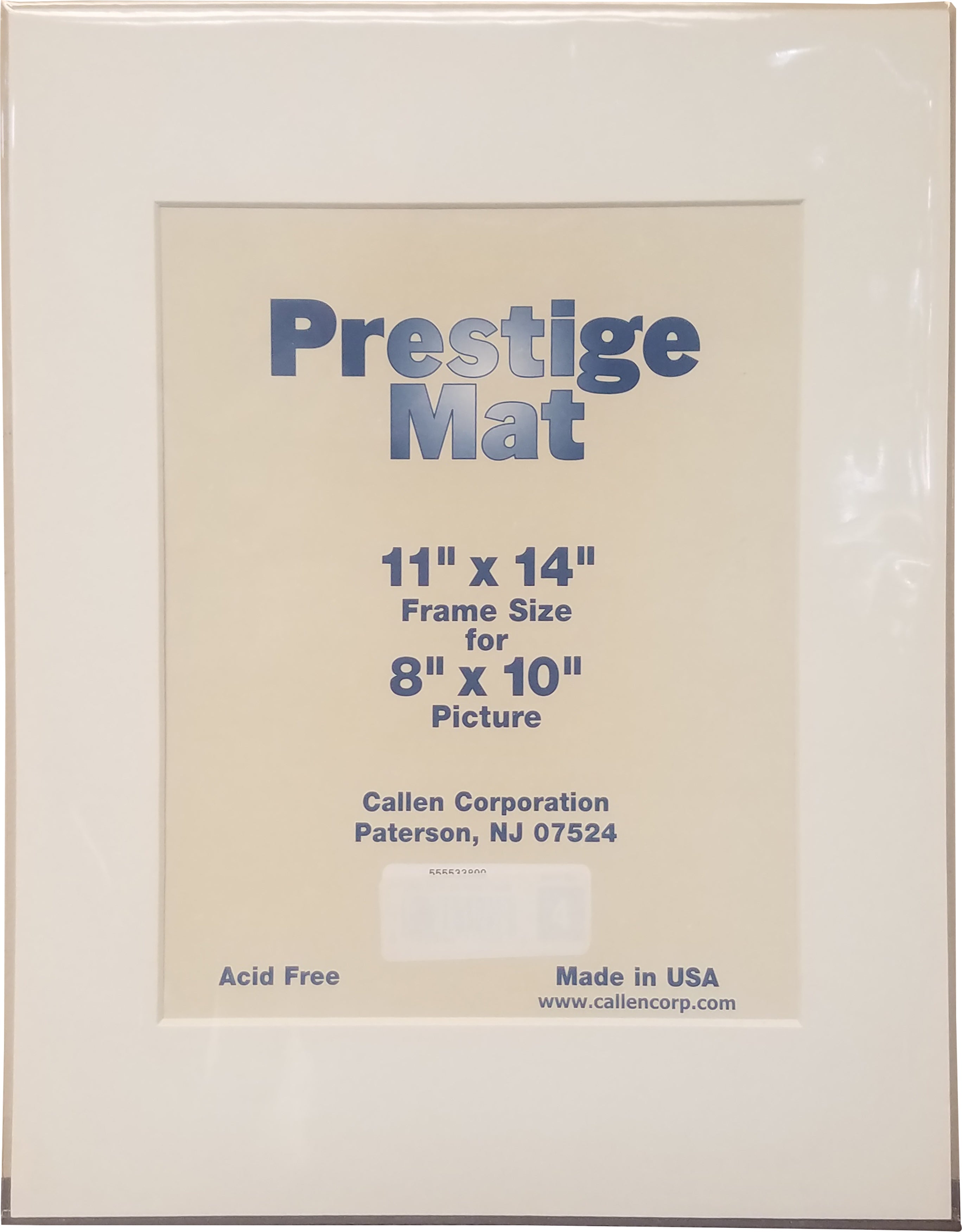 Photo Mat 11"X14" Single Hand-Cut W/Bevel Edge Ivory W/White Core