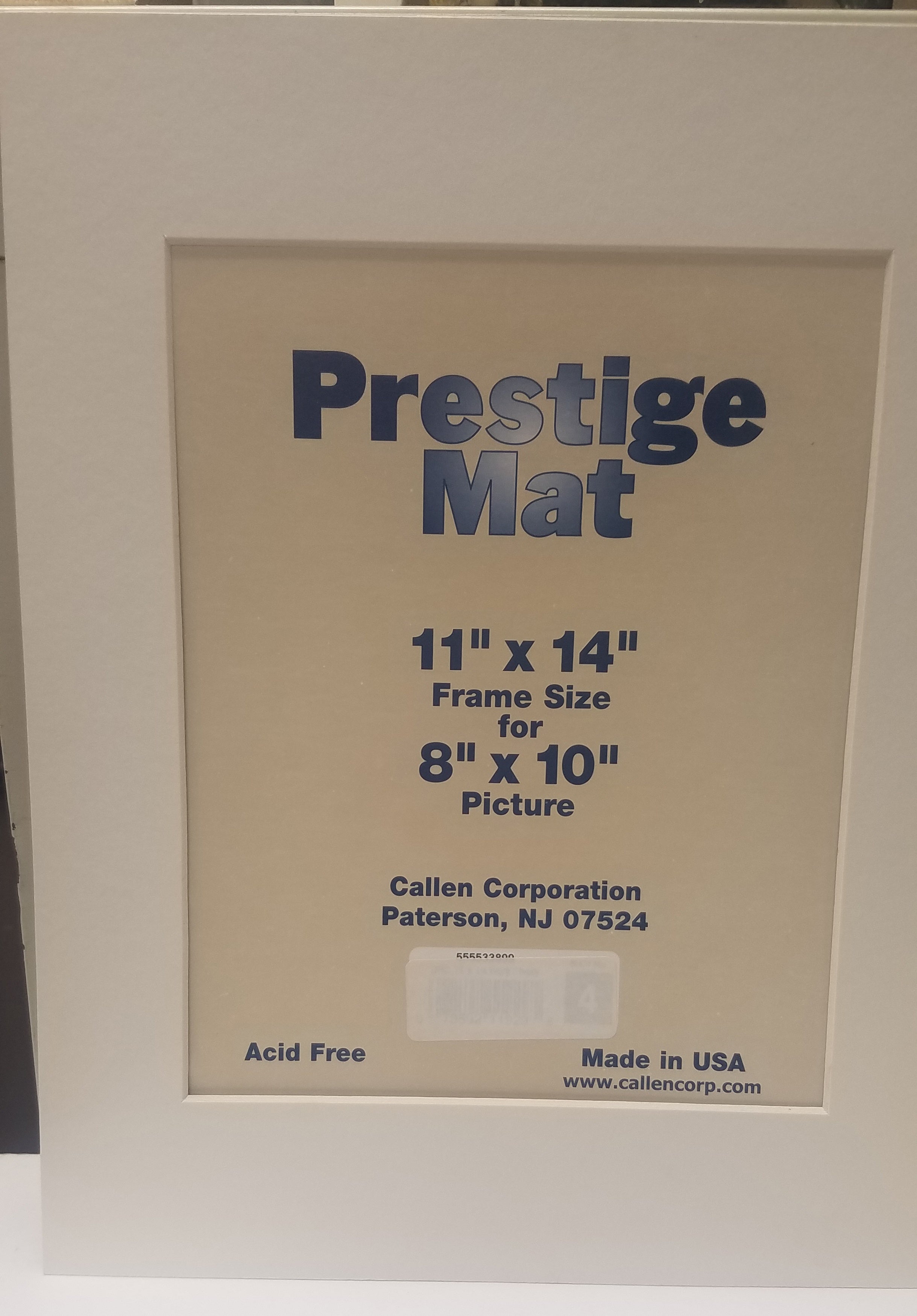 Photo Mat 11"X14" Single Hand-Cut W/Bevel Edge Ivory W/White Core