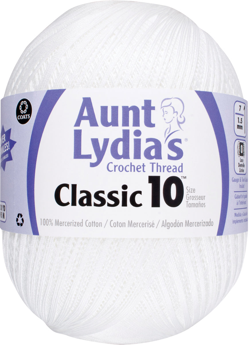 Aunt Lydia's Classic Crochet Thread Size 10 Jumbo White