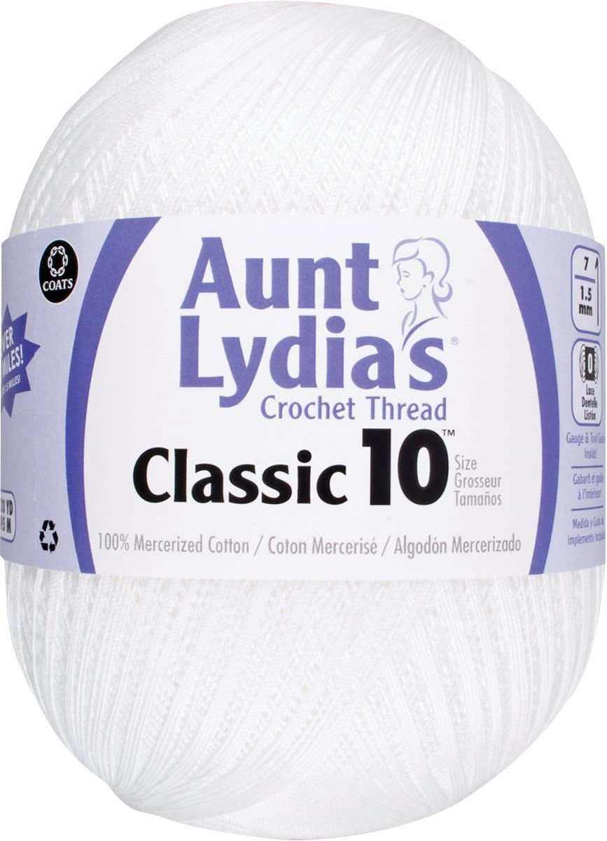 Aunt Lydia's Classic Crochet Thread Size 10 Jumbo White