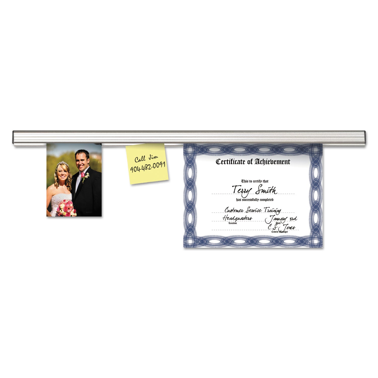 Advantus Grip-A-Strip Display Rail, 9 x 1 1/2, Aluminum Finish