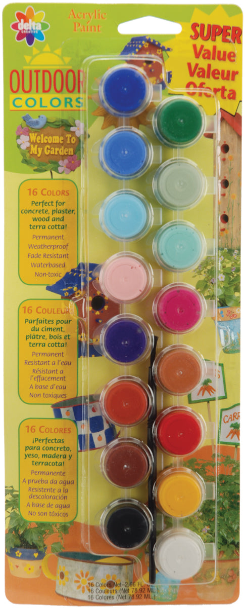 Acrylic Paint Pots 16/Pkg Outdoor
