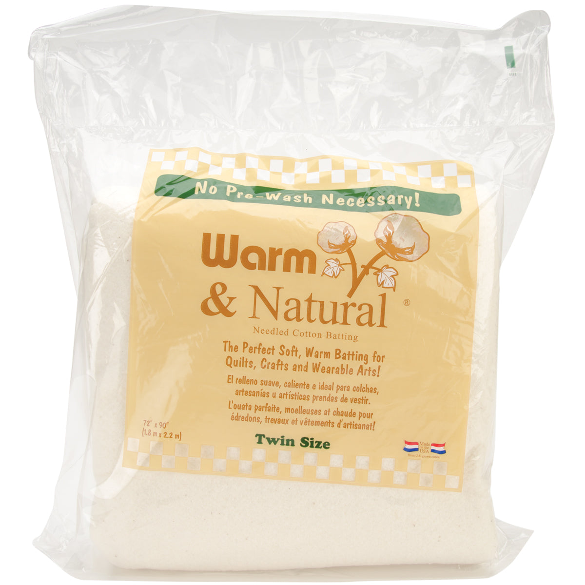 Warm & Natural Cotton Batting Twin Size 72"X90"