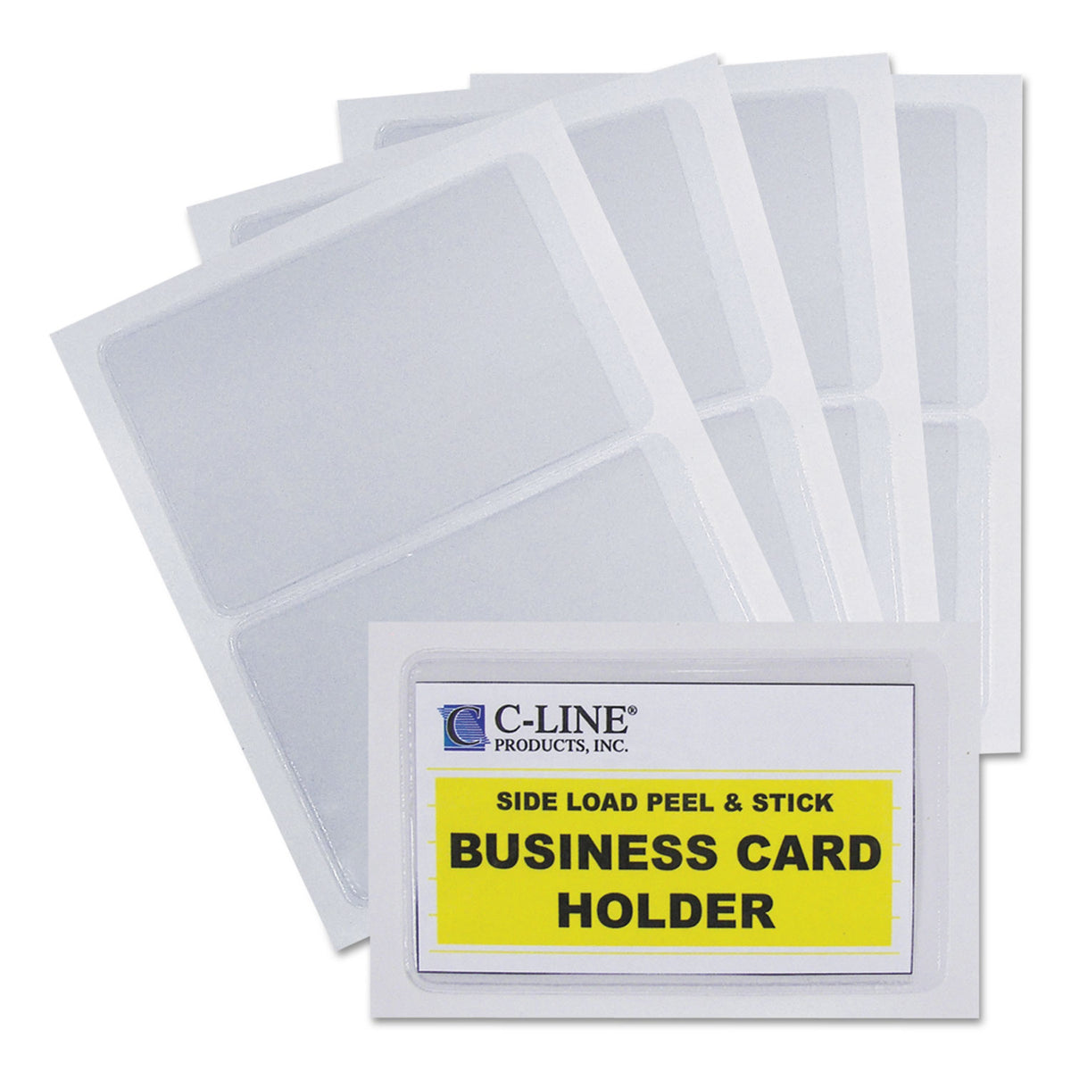 C-Line® Self-Adhesive Business Card Holders, Side Load, 3 1/2 x 2, Clear, 10/Pack