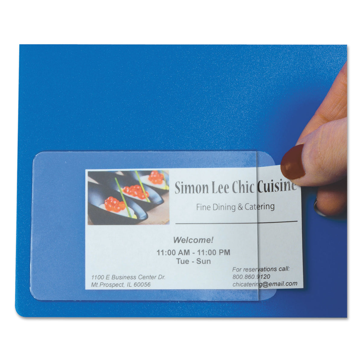 C-Line® Self-Adhesive Business Card Holders, Side Load, 3 1/2 x 2, Clear, 10/Pack