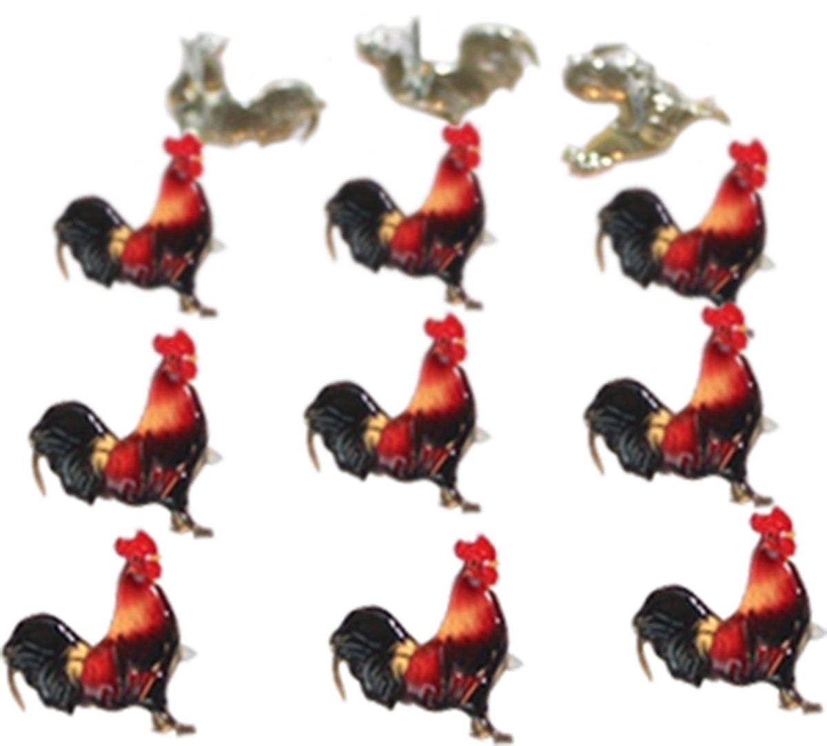 Eyelet Outlet Shape Brads 12/Pkg Rooster