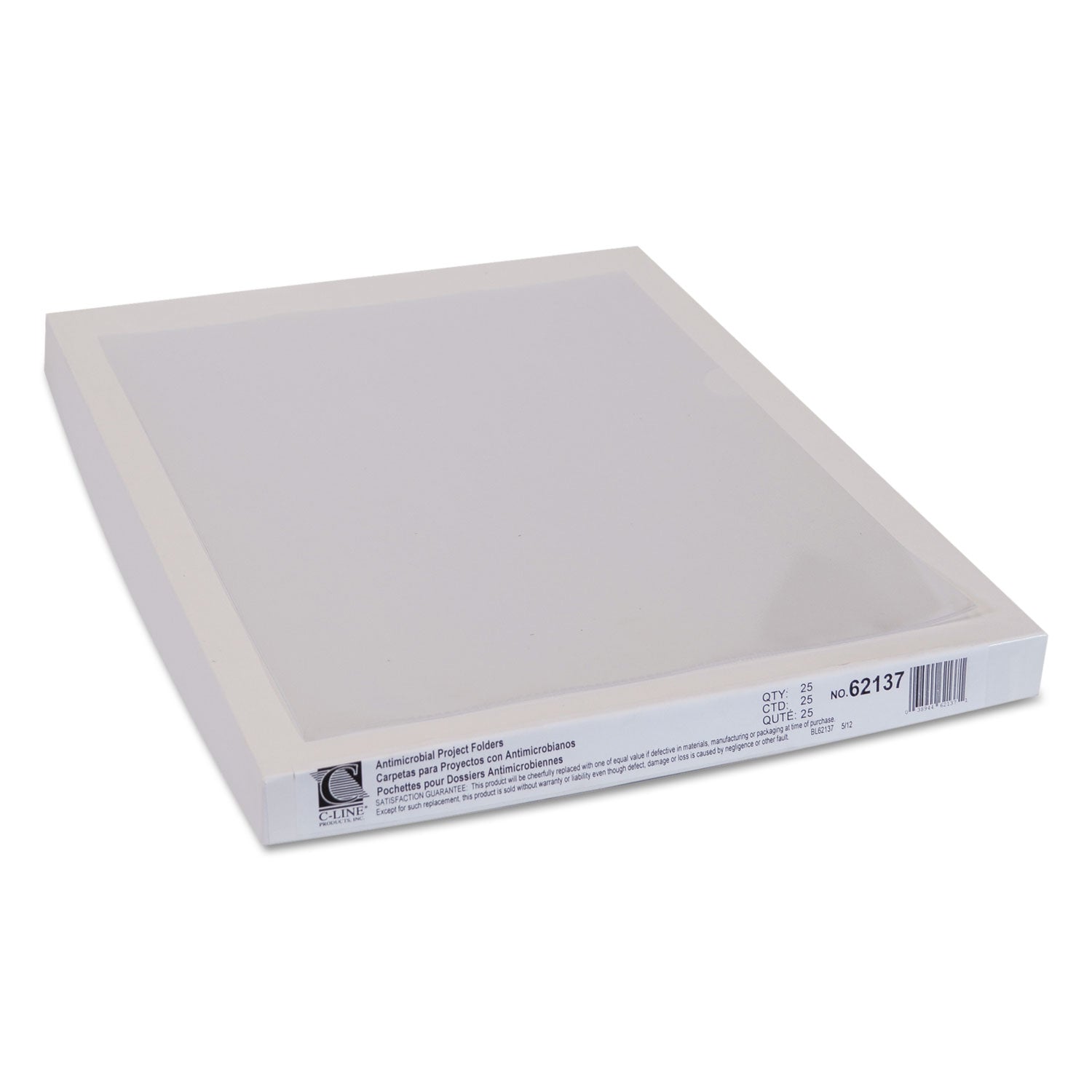 C-Line® Antimicrobial Project Folders, Jacket, Letter, Polypropylene, Clear, 25/Box