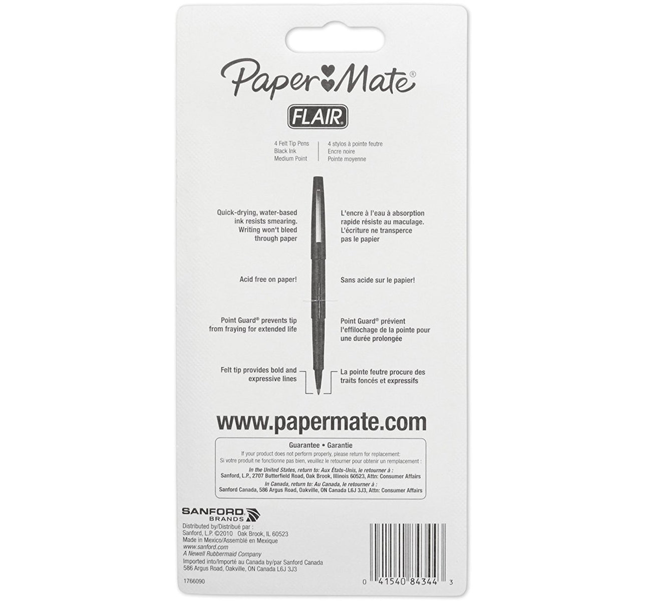 Paper Mate Flair Medium Felt Tip 4/Pkg Black