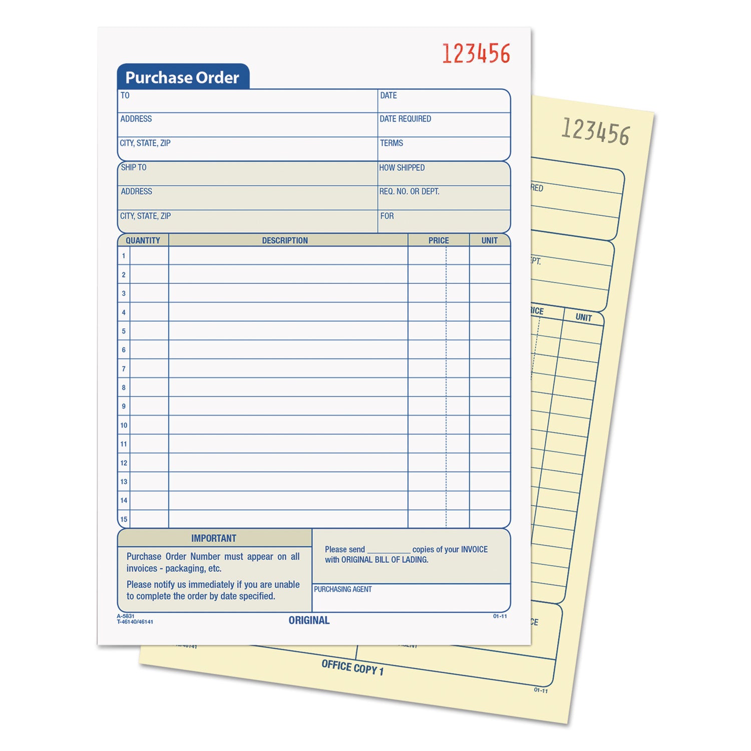 TOPS™ Purchase Order Book, 5 9/16 x 8 7/16, Two-Part Carbonless, 50 Sets/Book